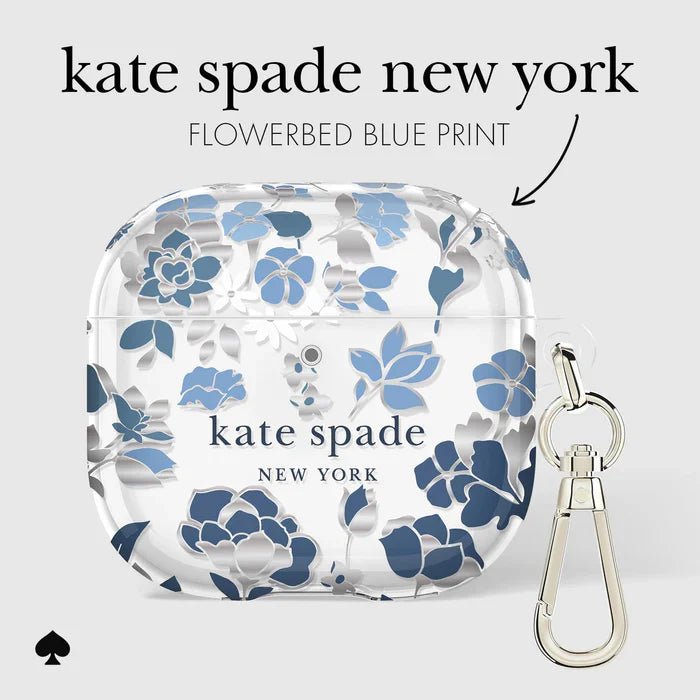 Kate Spade Flowerbed Blue with Silver Clip for AirPods 4 - Mac Addict