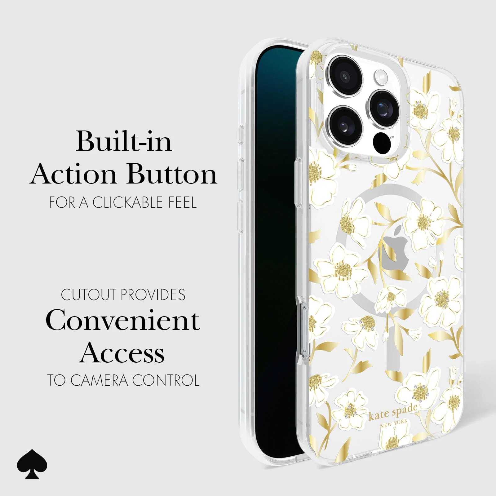 Kate Spade Sunshine Floral MagSafe Case for iPhone 16 Pro Max Clear / Gold