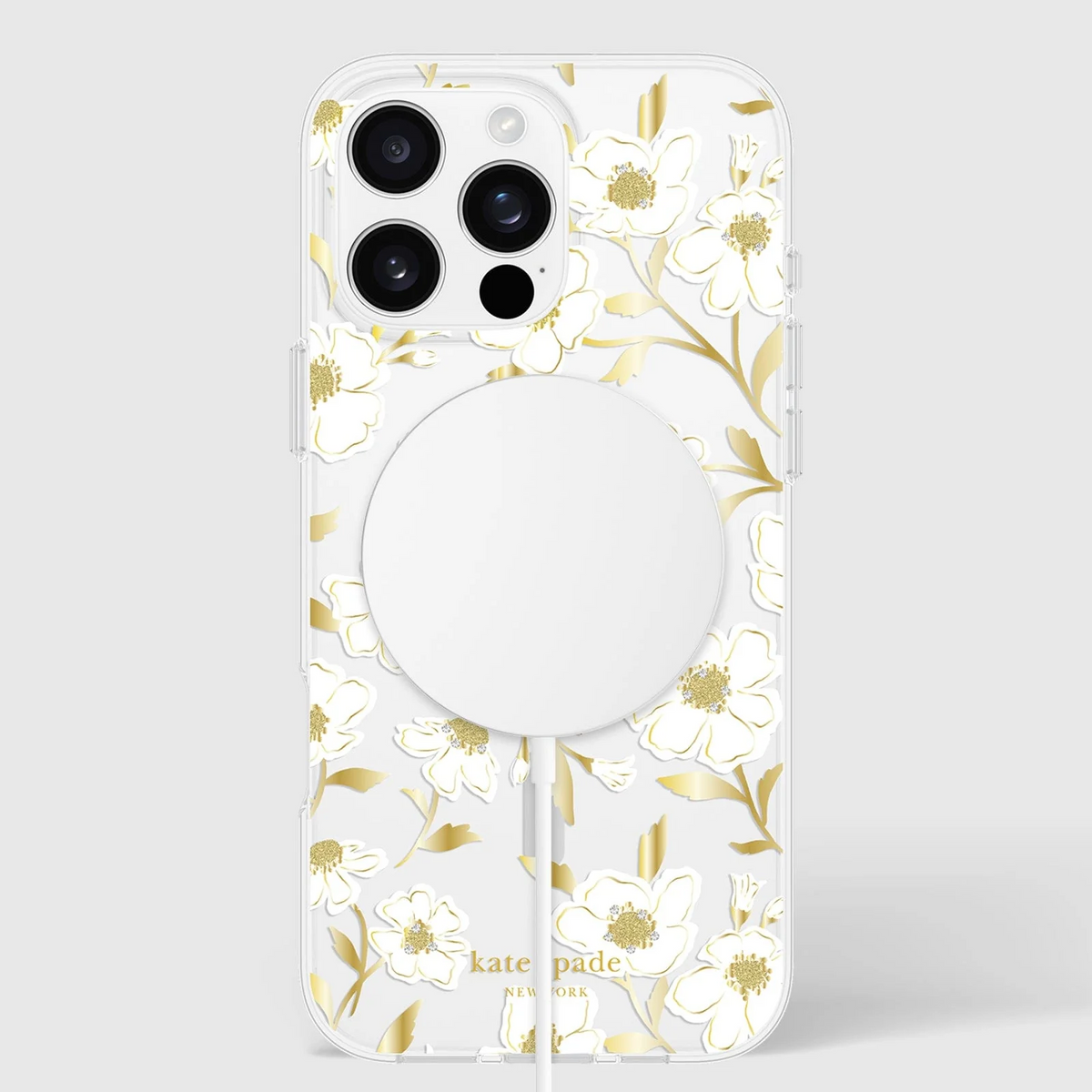 Kate Spade Sunshine Floral MagSafe Case for iPhone 16 Pro Clear / Gold