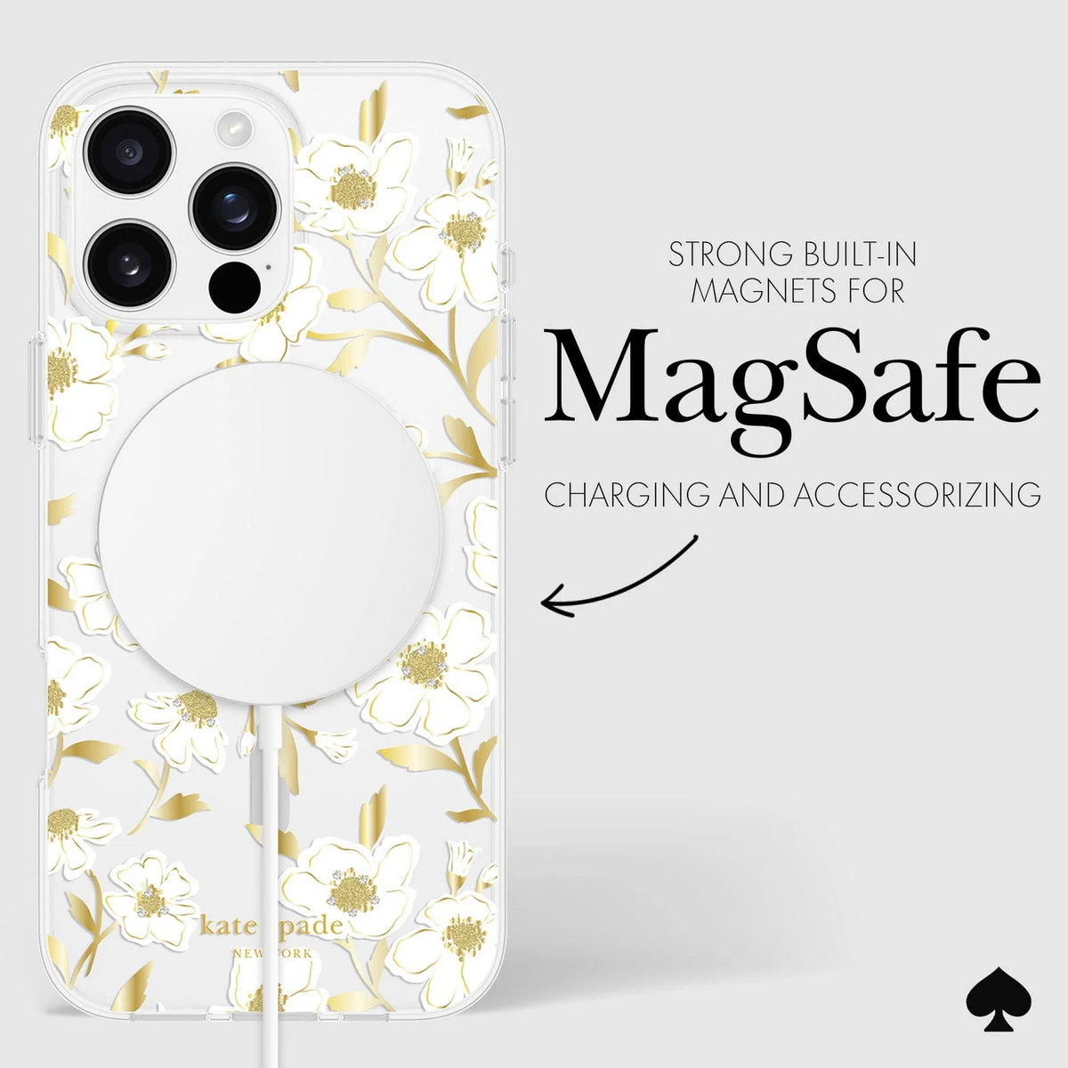 Kate Spade Sunshine Floral MagSafe Case for iPhone 16 Pro Clear / Gold