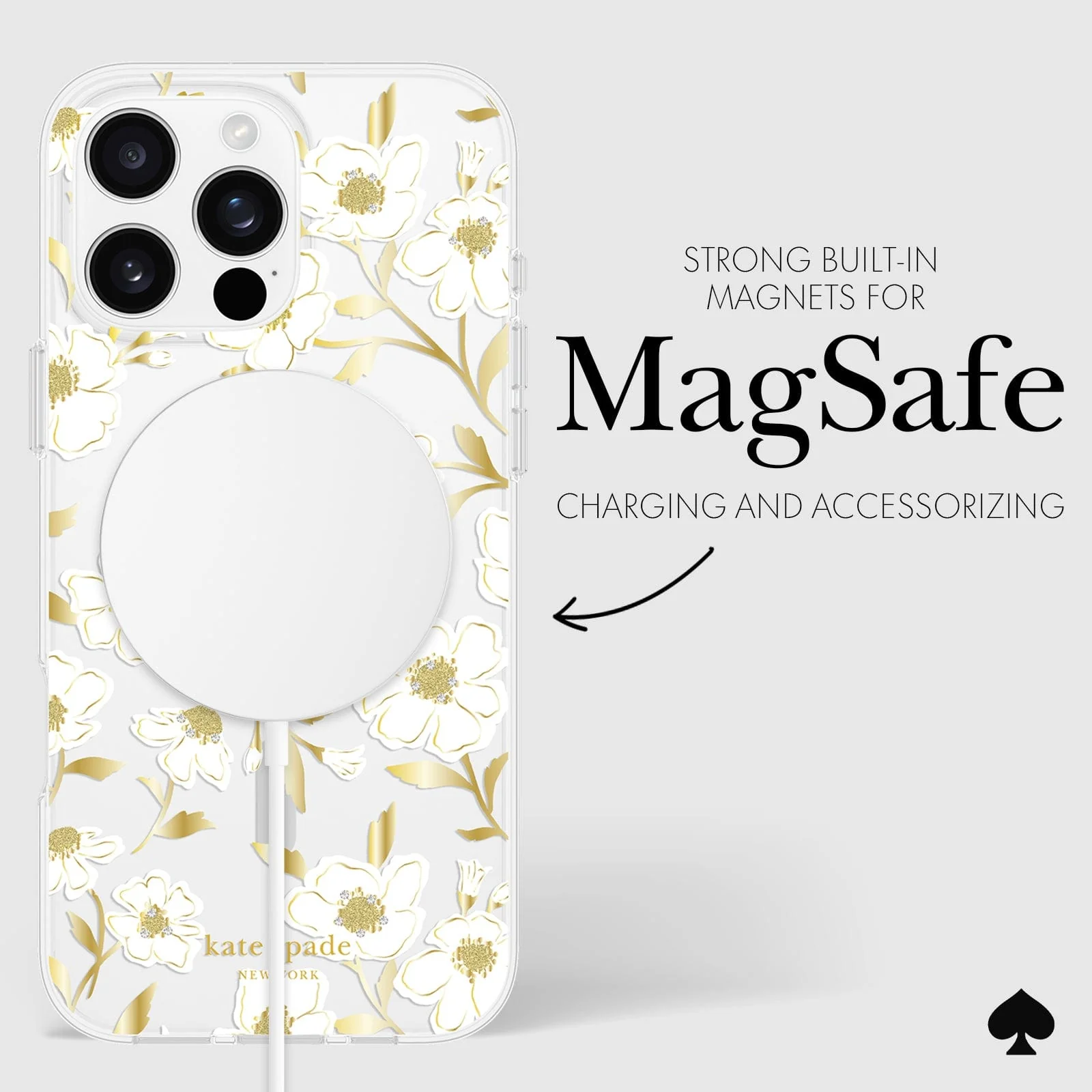 Kate Spade Sunshine Floral MagSafe Case for iPhone 16 Pro Clear / Gold