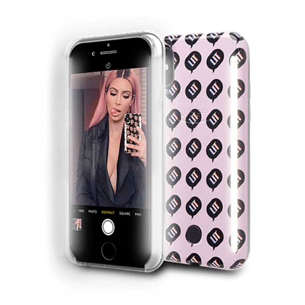 LuMee DUO Case w/ Front & Back LED Lights For iPhone X/XS - Kimoji LIT Pink