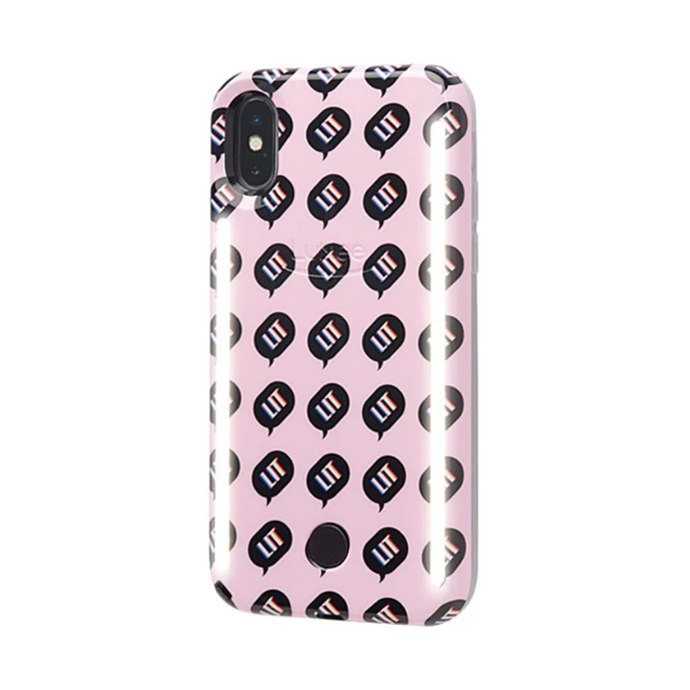 LuMee DUO Case w/ Front & Back LED Lights For iPhone X/XS - Kimoji LIT Pink
