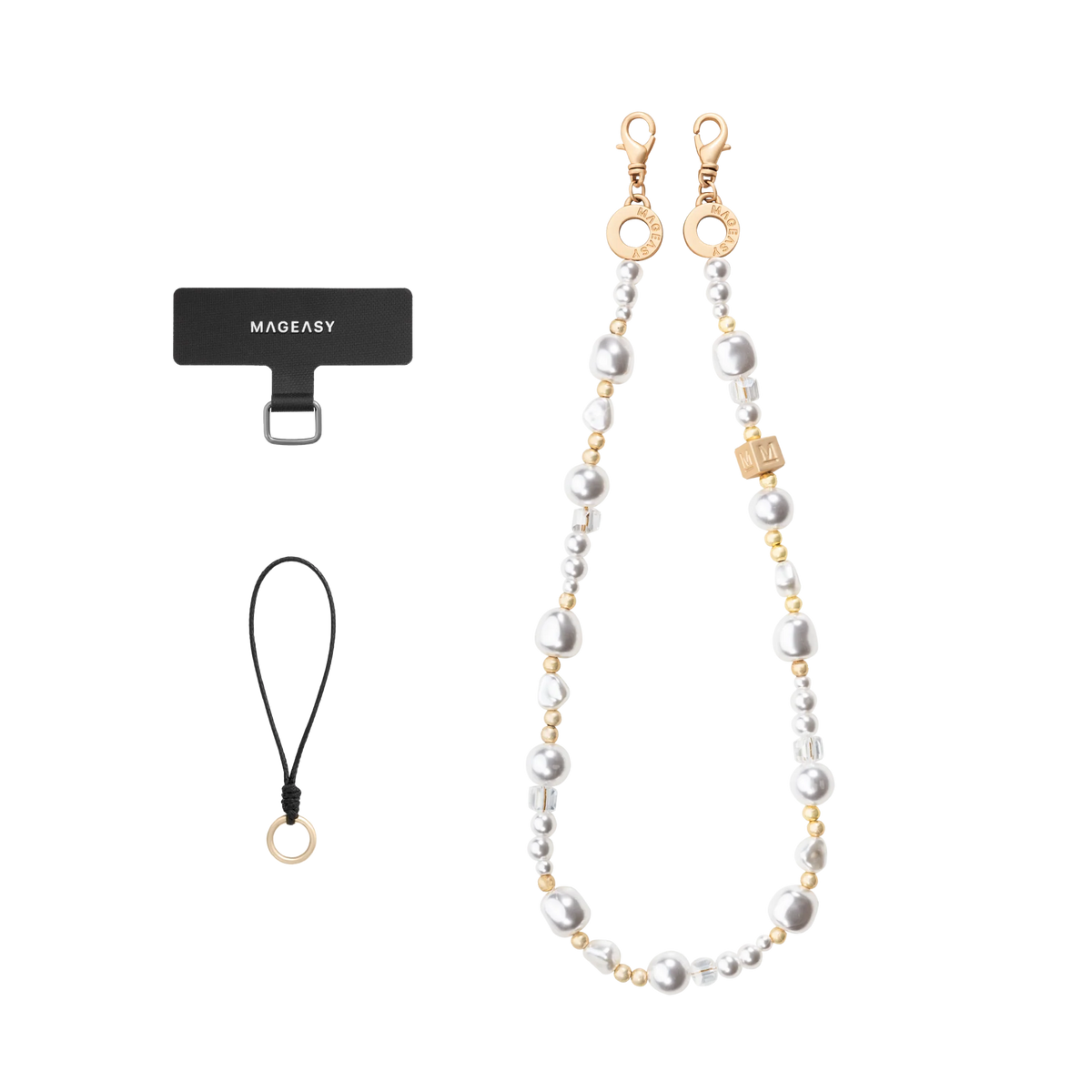 Mageasy Pearl iPhone Wrist Strap - Lobster Clasp & Charm loop - Mac Addict