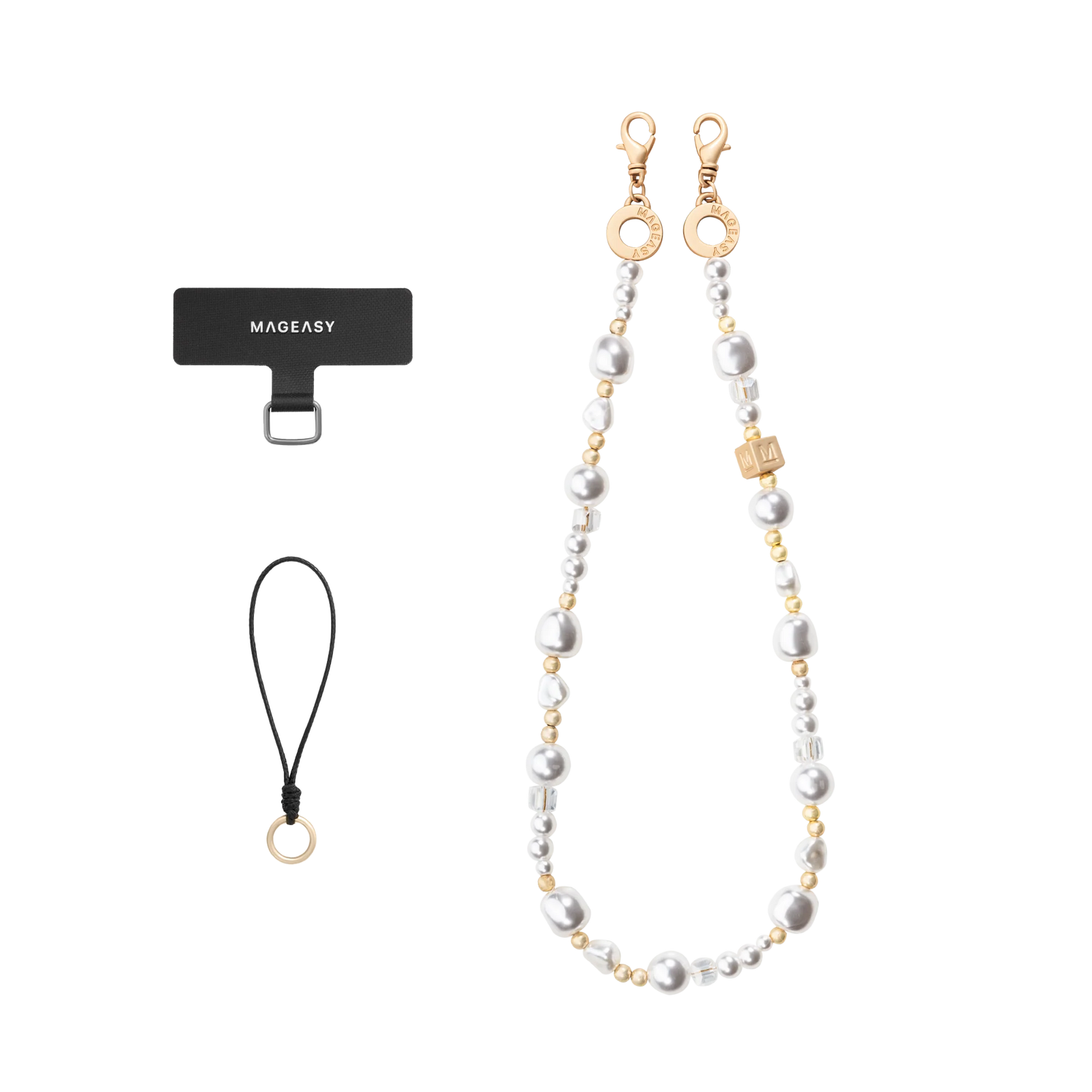 Mageasy Pearl iPhone Wrist Strap - Lobster Clasp & Charm loop - Mac Addict