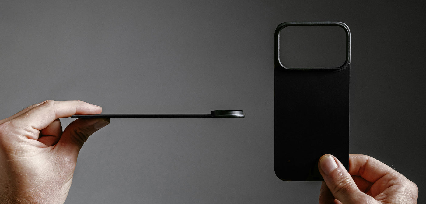 nomad horween case for iphone 17 air black buttons detail