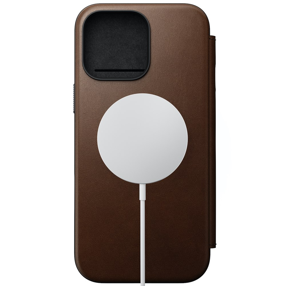 Nomad Modern Leather Folio Case for iPhone 16 Pro Max - Brown - Mac Addict
