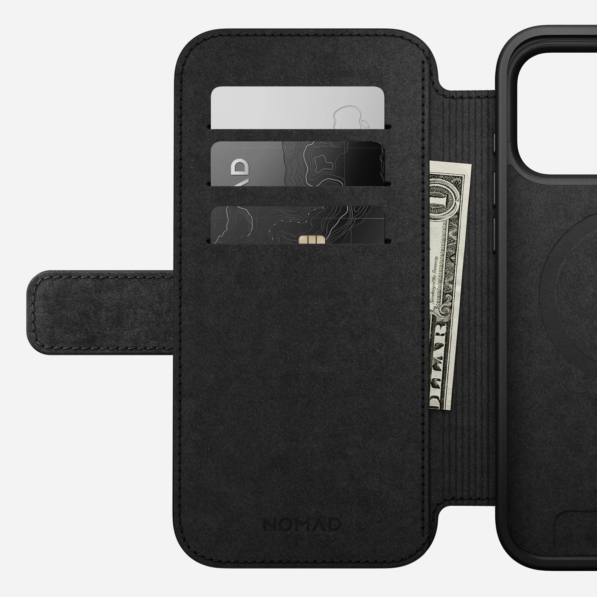 nomad folio folio case for iphone 17 pro black in-hand photo