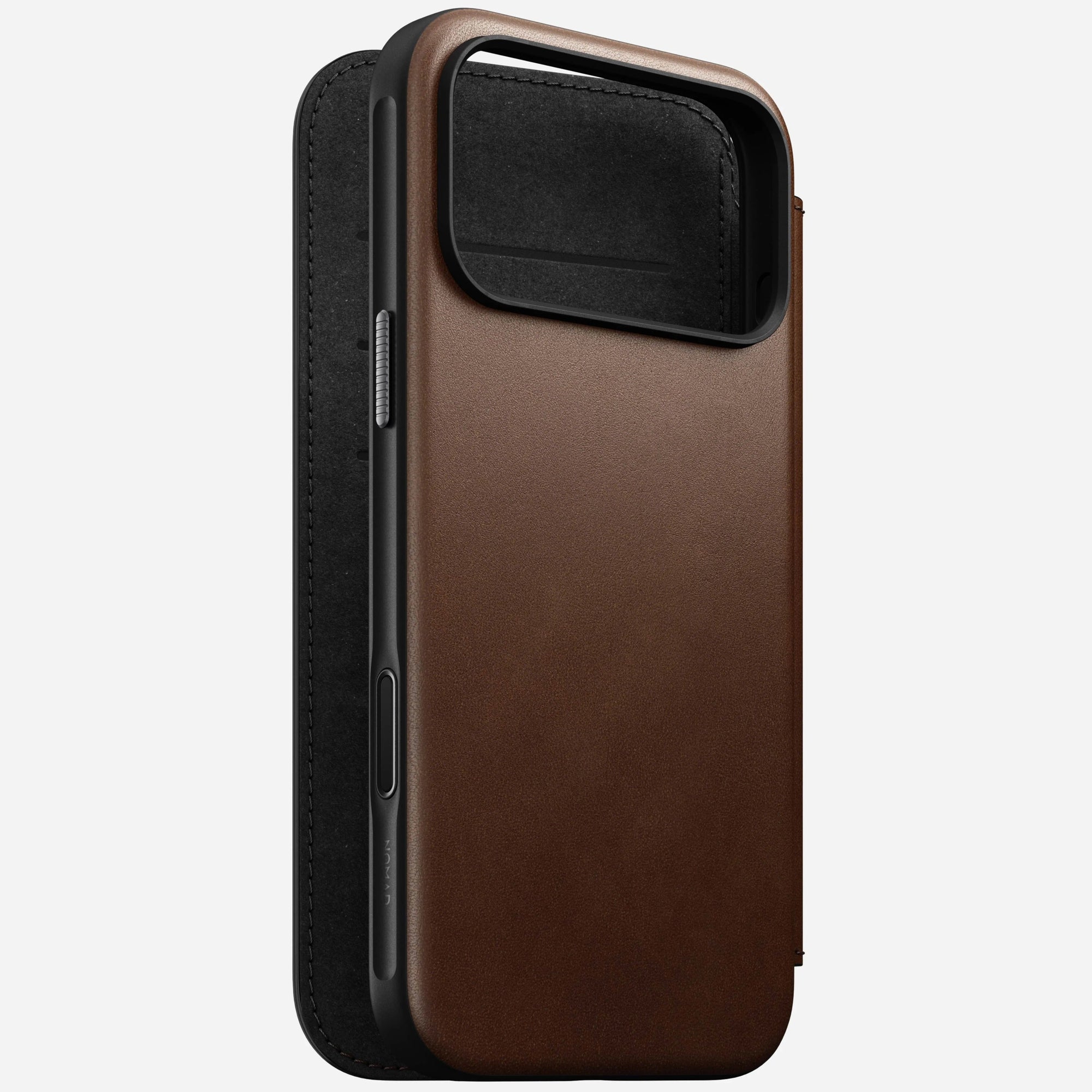 nomad folio folio case for iphone 17 pro brown stand mode