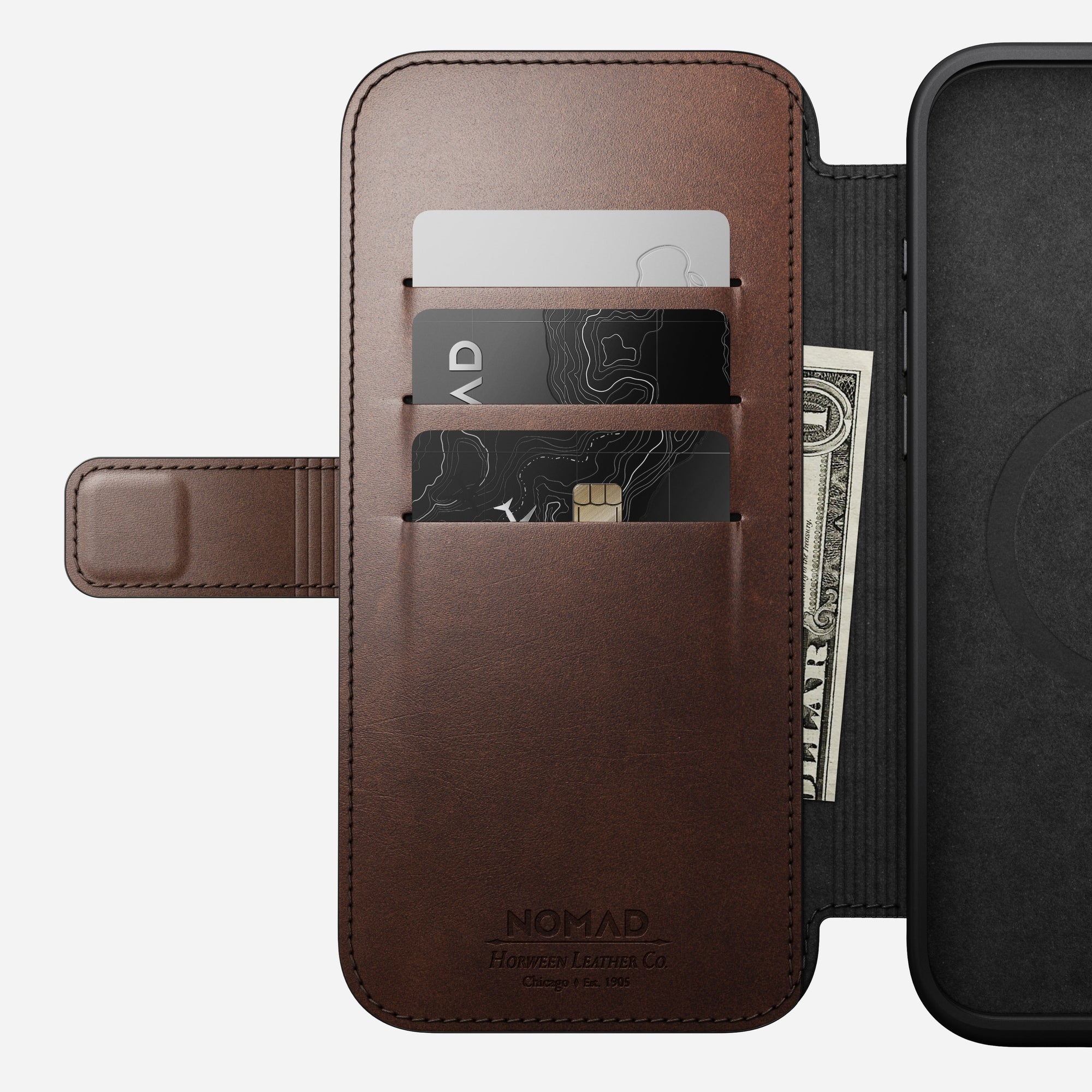Nomad Horween Premium Leather Folio Case iPhone 16 Pro Max 6.9 - Brown