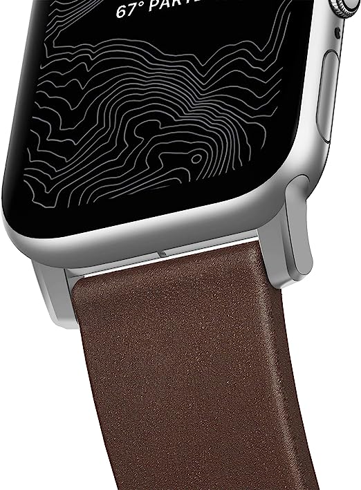 Nomad Horween Leather Modern Strap for Apple Watch 41mm / 40mm - Rustic Brown & Silver
