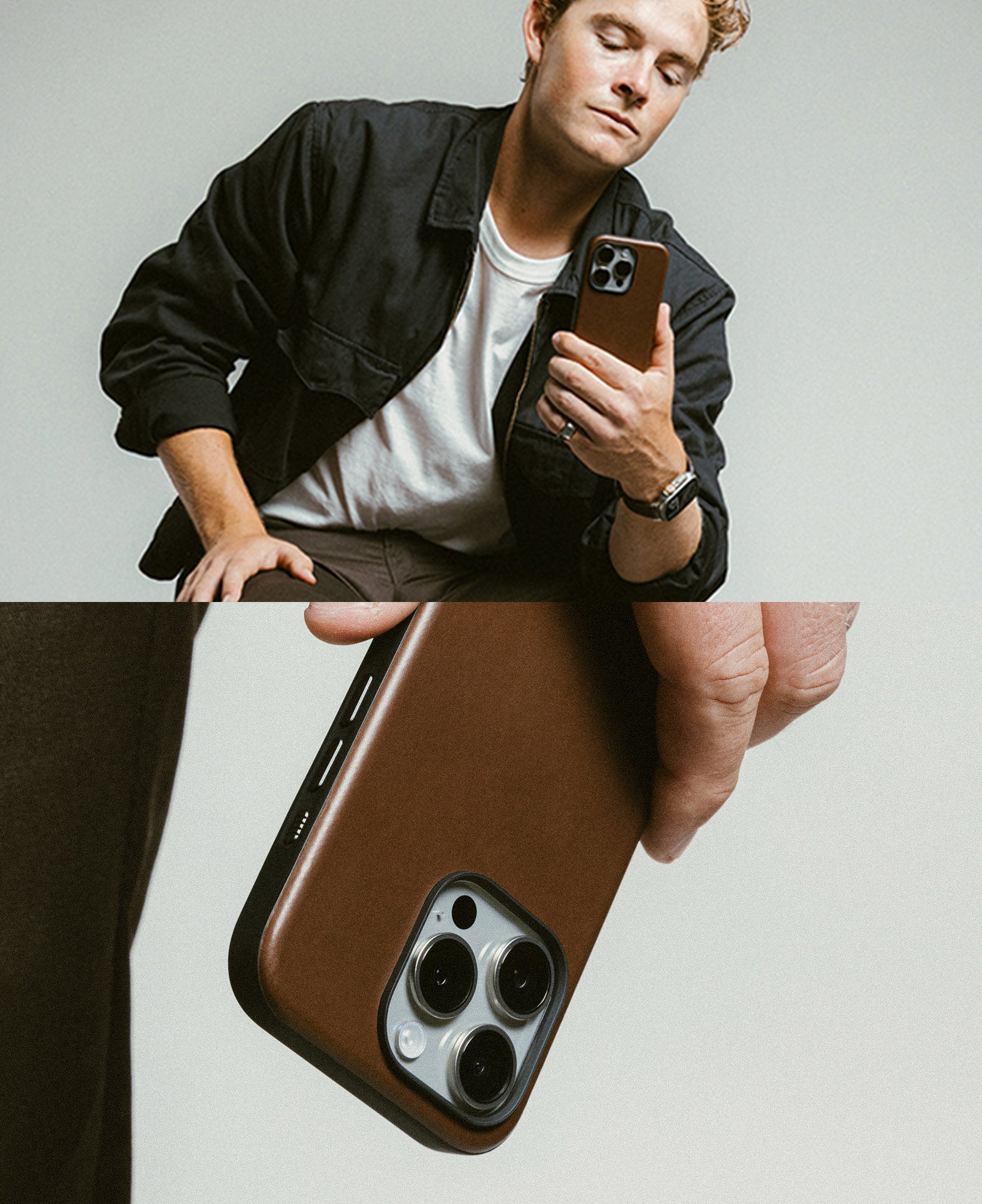 Nomad Modern Horween Leather Case for iPhone 16 Pro Max Brown