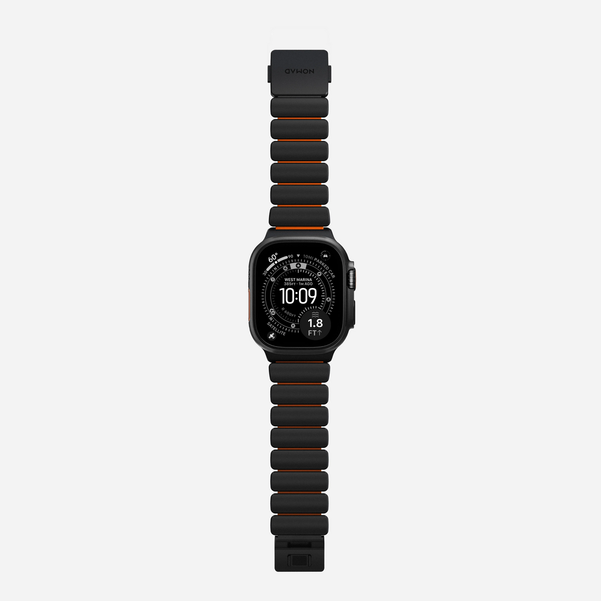 Nomad Stratos Titanium Apple Watch Ultra 1 - 3 / 42-49mm / Series 1-11 & SE - Black / Orange - Mac Addict