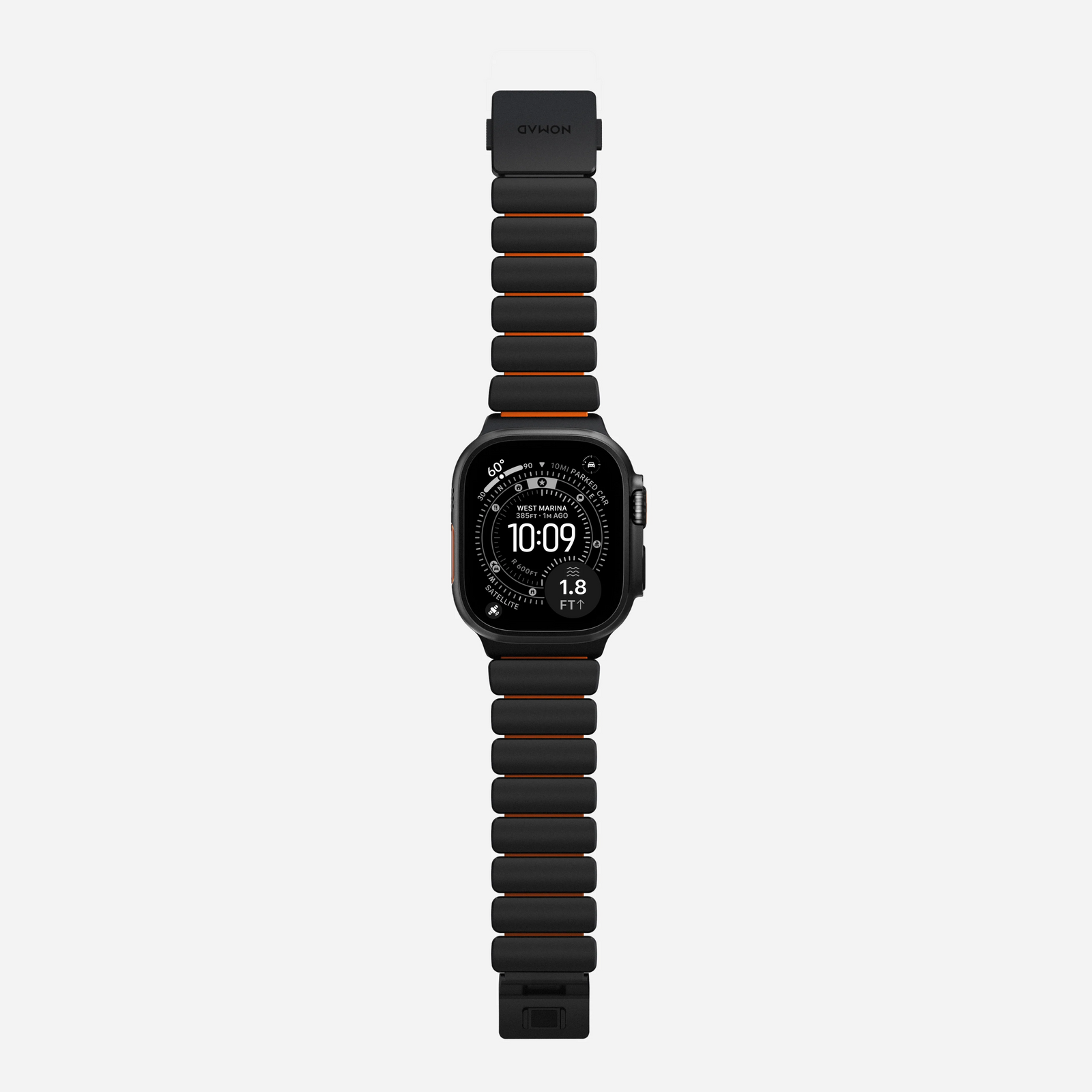 Nomad Stratos Titanium Apple Watch Ultra 1 - 3 / 42-49mm / Series 1-11 & SE - Black / Orange - Mac Addict