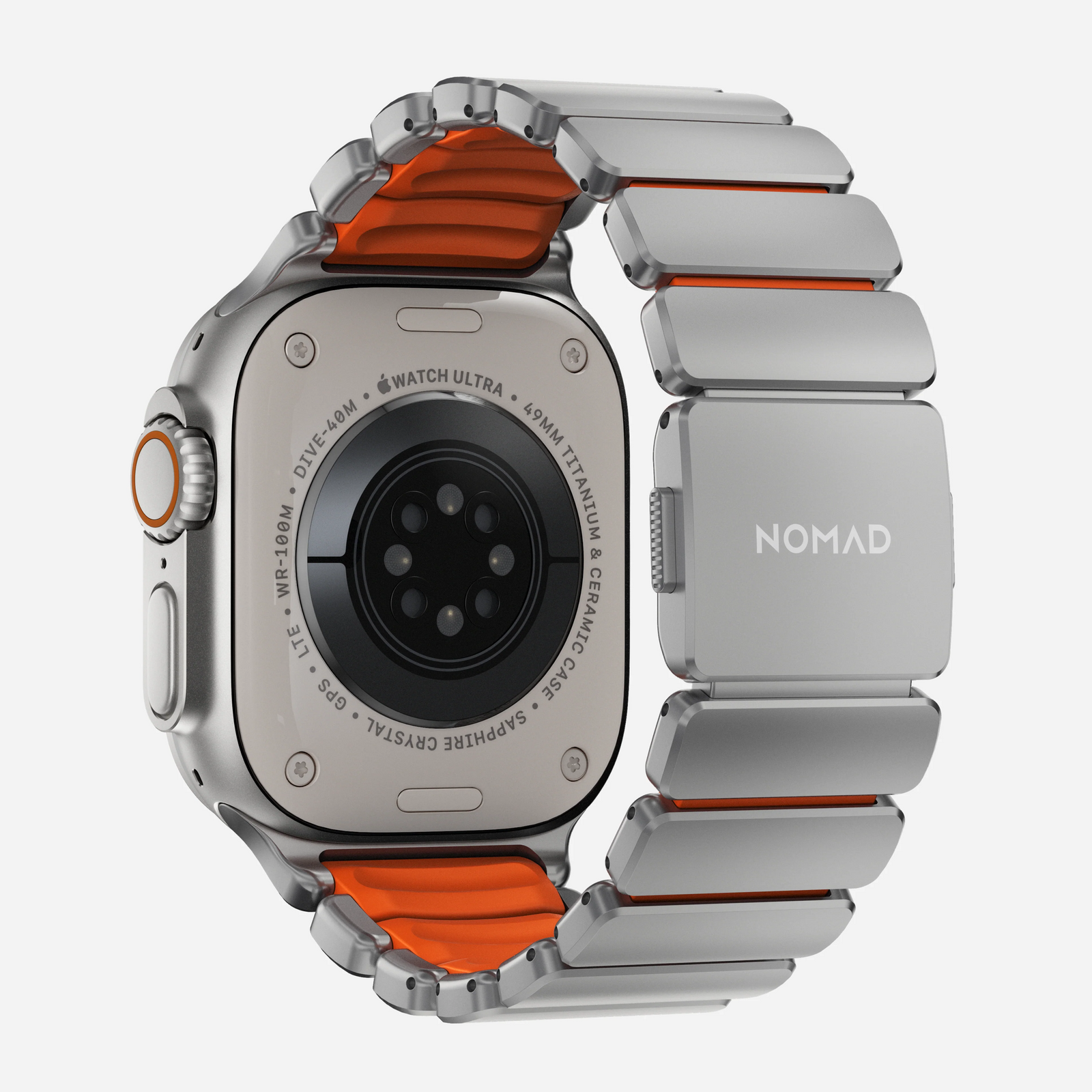 Nomad Stratos Titanium Apple Watch Ultra 1 - 3 / 42-49mm / Series 1-11 & SE - Natural / Orange - Mac Addict