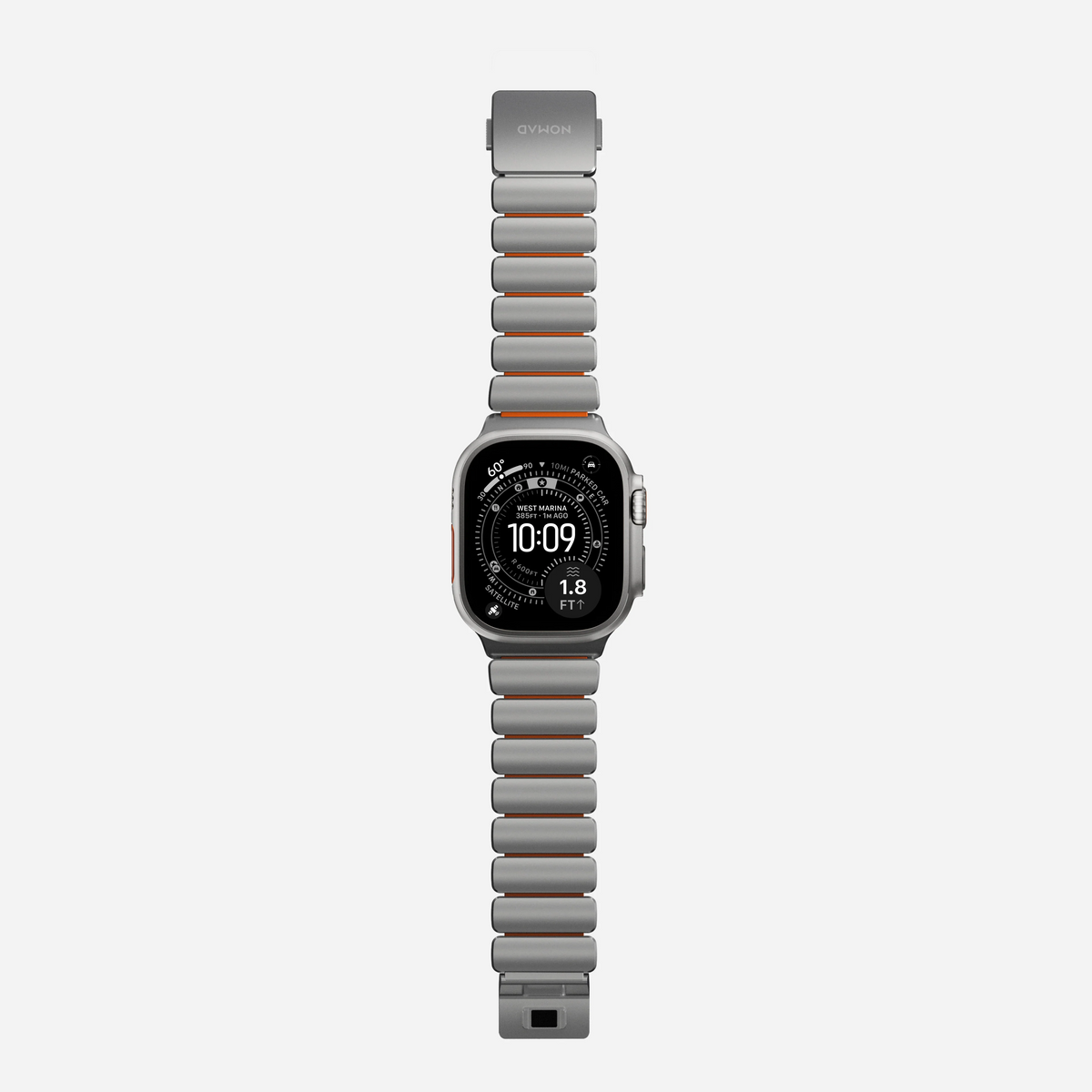 Nomad Stratos Titanium Apple Watch Ultra 1 - 3 / 42-49mm / Series 1-11 & SE - Natural / Orange - Mac Addict