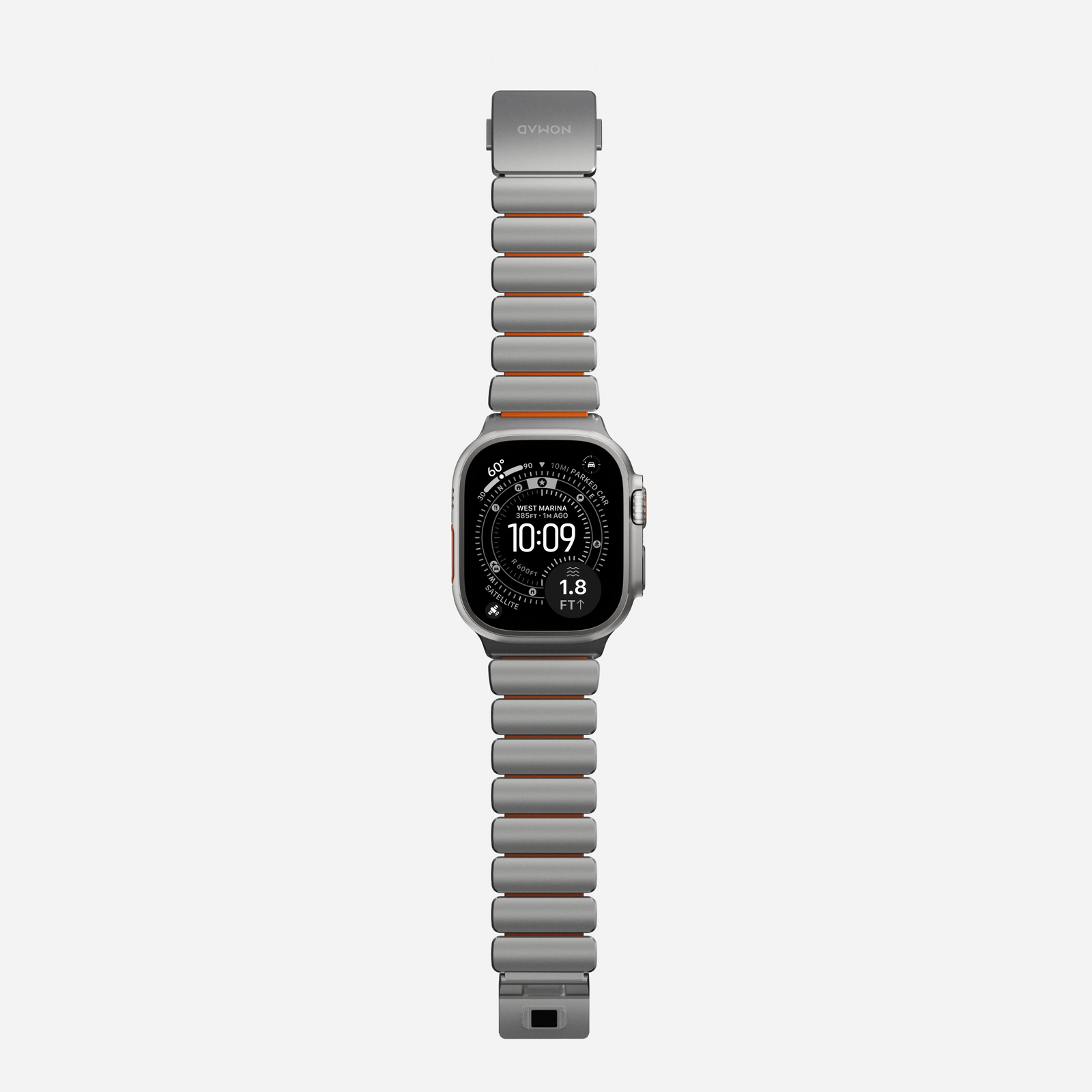 Nomad Stratos Titanium Apple Watch Ultra 1 - 3 / 42-49mm / Series 1-11 & SE - Natural / Orange - Mac Addict