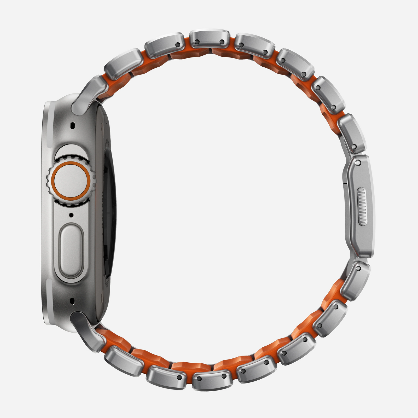 Nomad Stratos Titanium Apple Watch Ultra 1 - 3 / 42-49mm / Series 1-11 & SE - Natural / Orange - Mac Addict