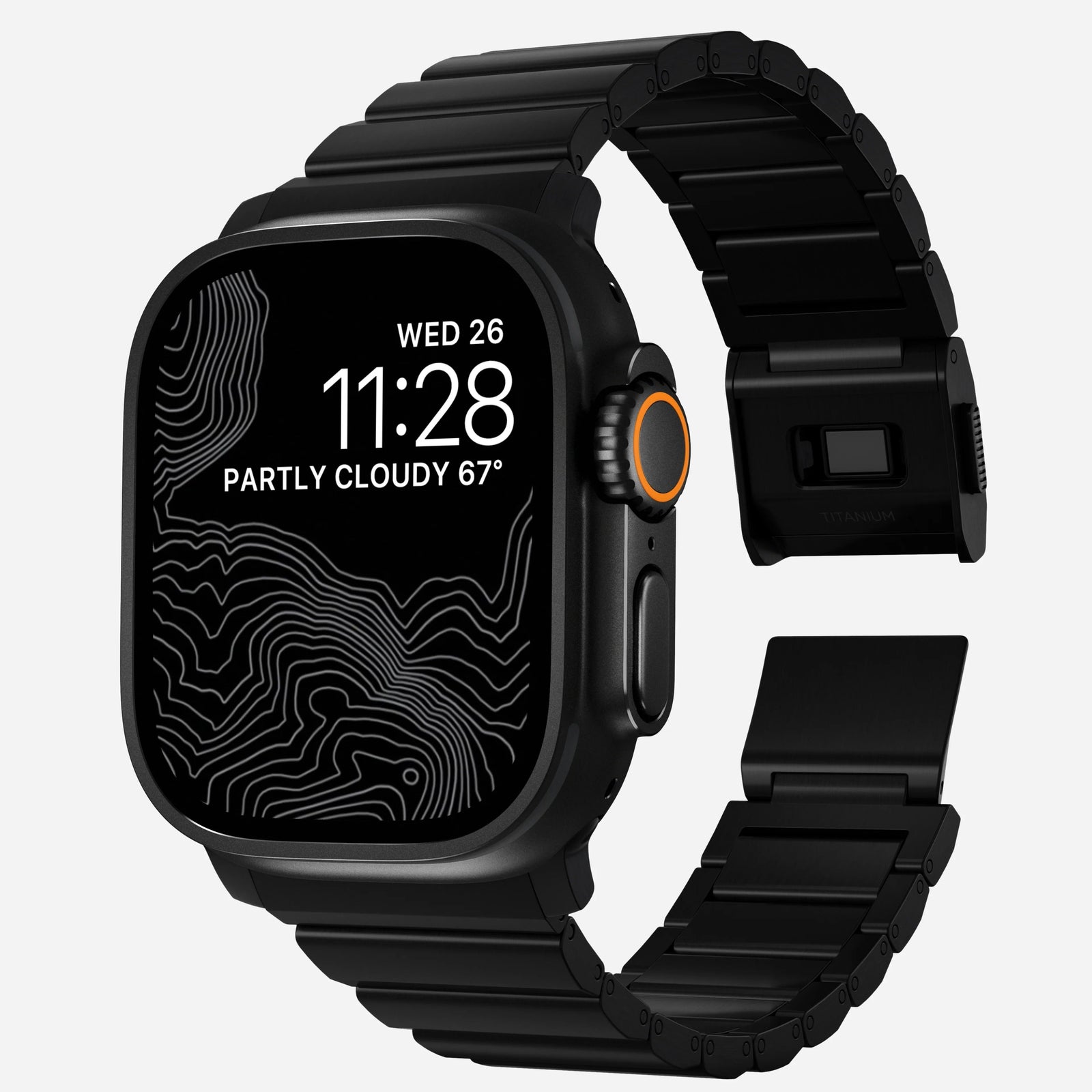 Nomad Stratos Titanium Apple Watch Ultra 1 - 3 / 42-49mm / Series 1-11 & SE - Black / Black - Mac Addict