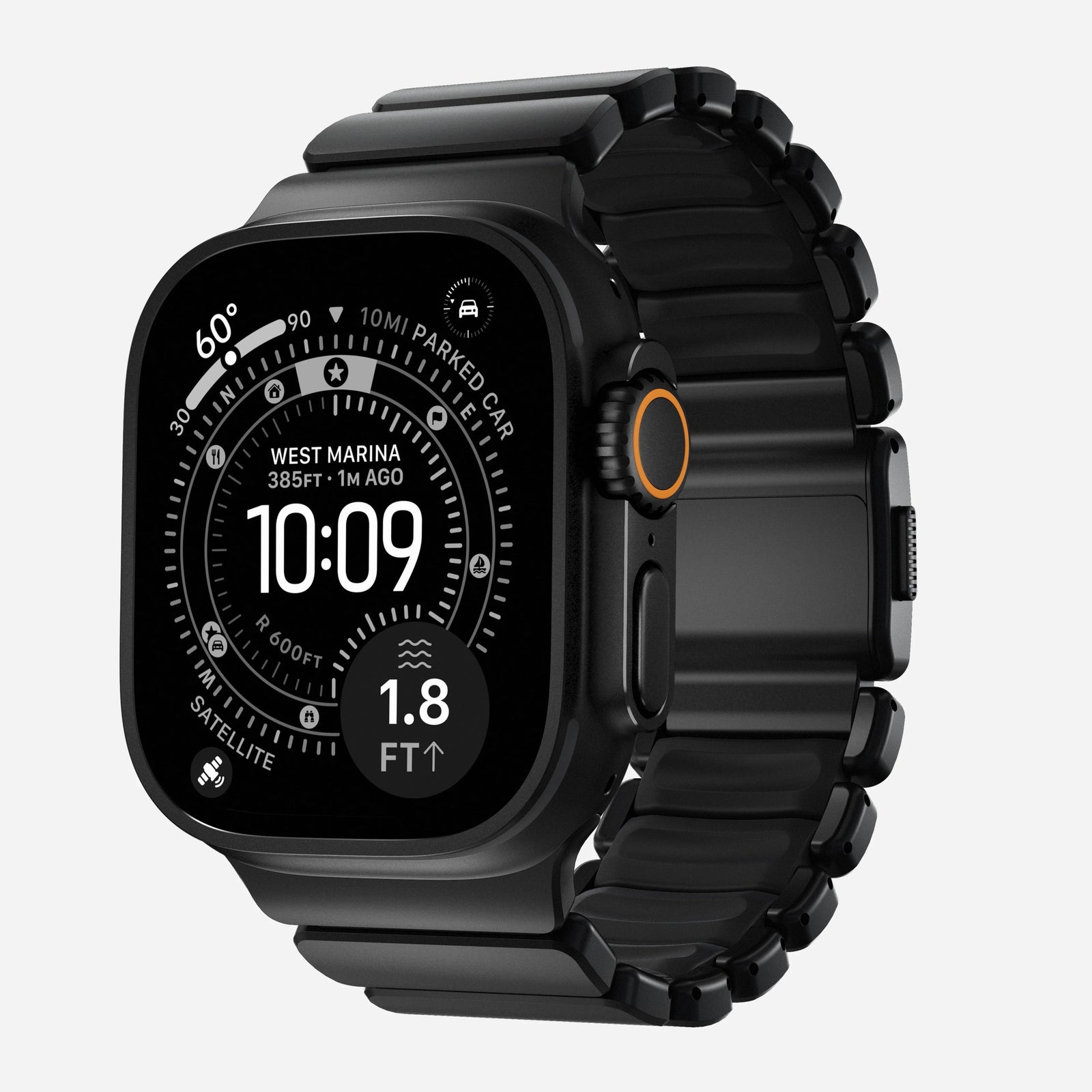 Nomad Stratos Titanium Apple Watch Ultra 1 - 3 / 42-49mm / Series 1-11 & SE - Black / Black - Mac Addict