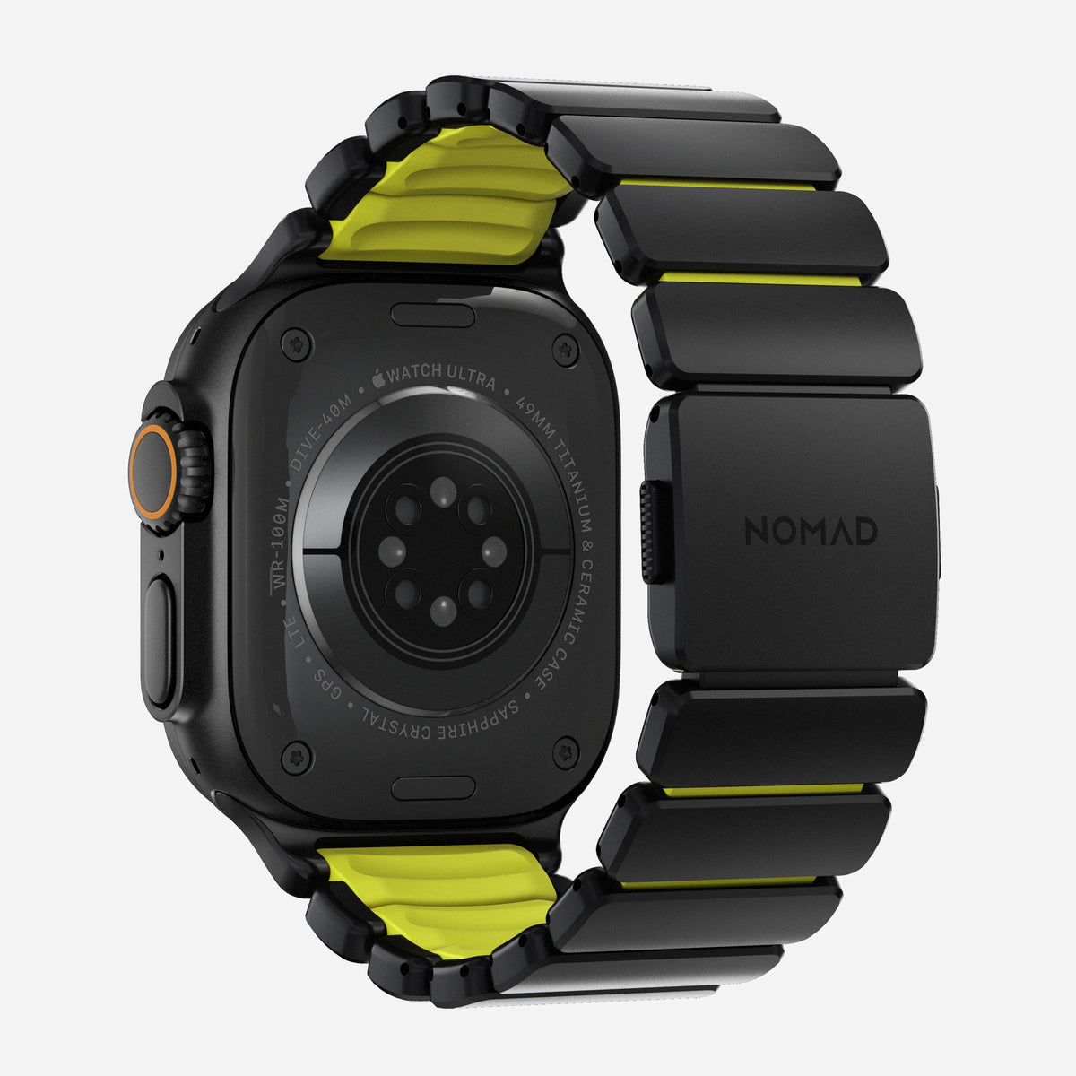 Nomad Stratos Titanium Apple Watch Ultra 1 - 3 / 42-49mm / Series 1-11 & SE - Black / Volt - Mac Addict