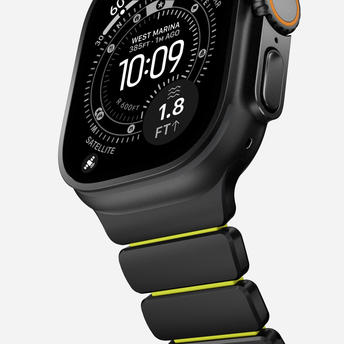 Nomad Stratos Titanium Apple Watch Ultra 1 - 3 / 42-49mm / Series 1-11 & SE - Black / Volt - Mac Addict