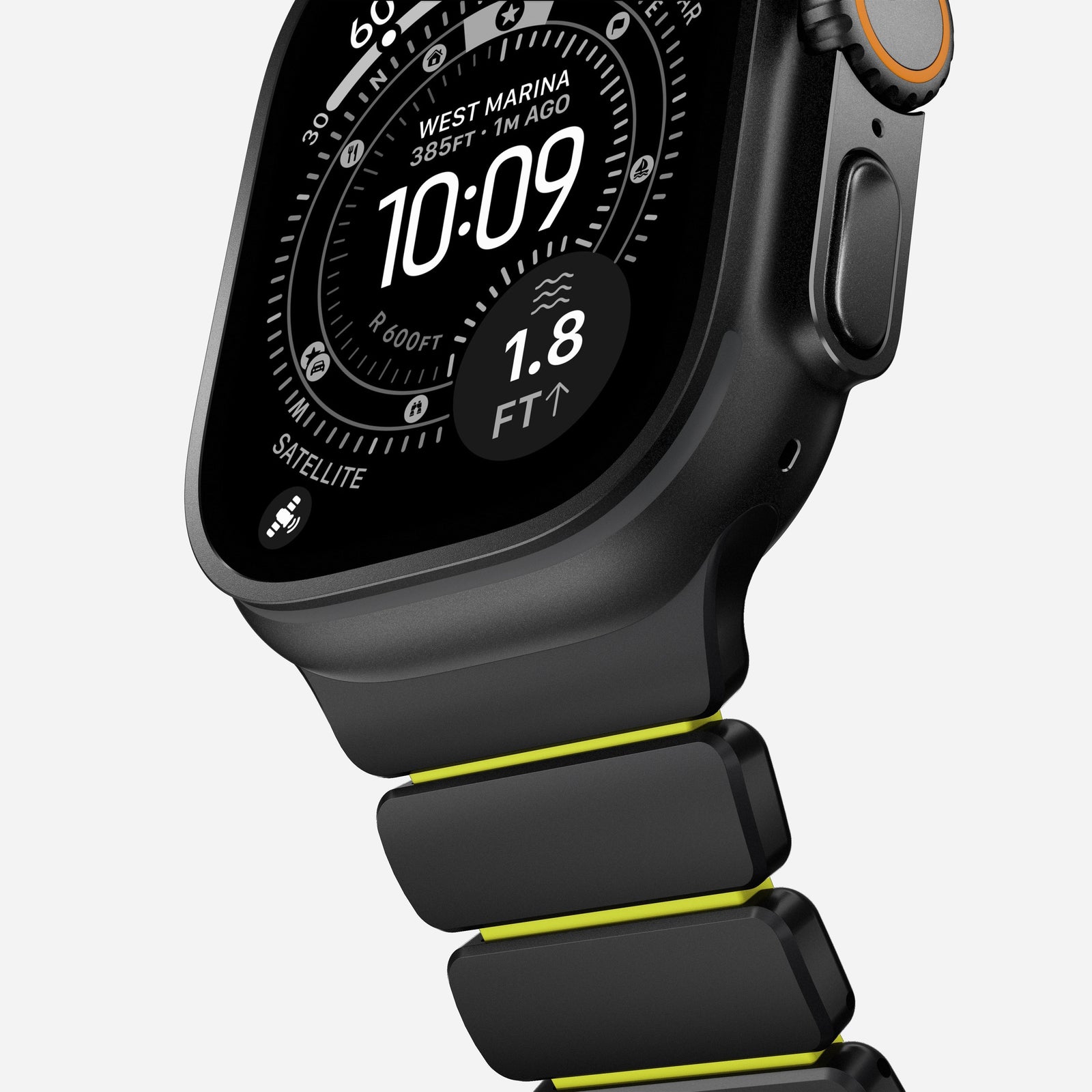 Nomad Stratos Titanium Apple Watch Ultra 1 - 3 / 42-49mm / Series 1-11 & SE - Black / Volt - Mac Addict