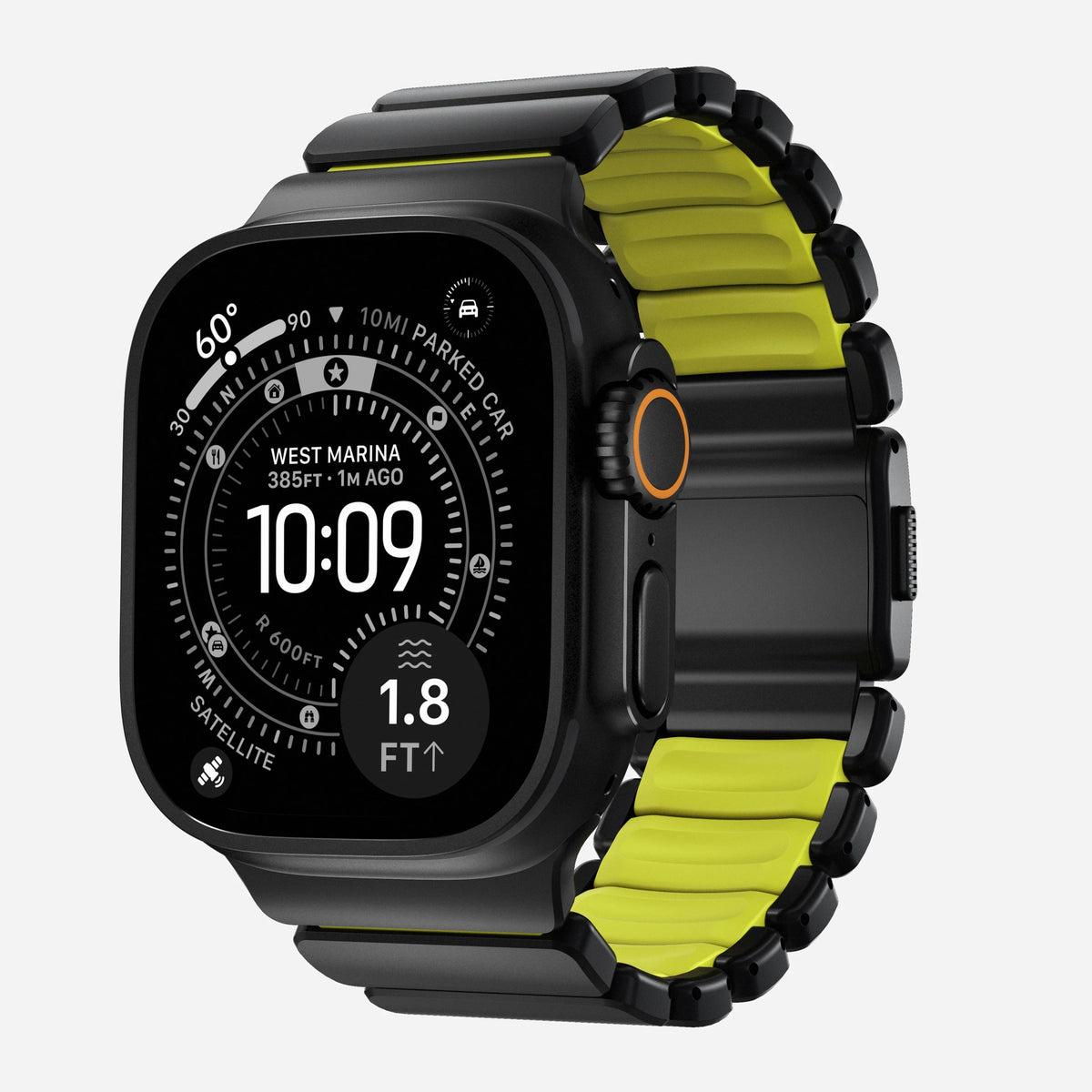 Nomad Stratos Titanium Apple Watch Ultra 1 - 3 / 42-49mm / Series 1-11 &amp; SE - Black / Volt - Mac Addict