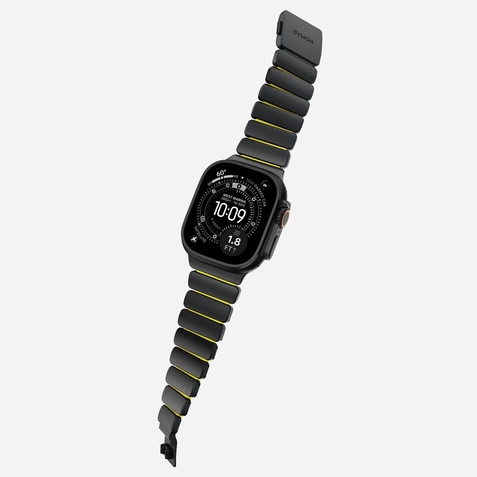 Nomad Stratos Titanium Apple Watch Ultra 1 - 3 / 42-49mm / Series 1-11 & SE - Black / Volt - Mac Addict