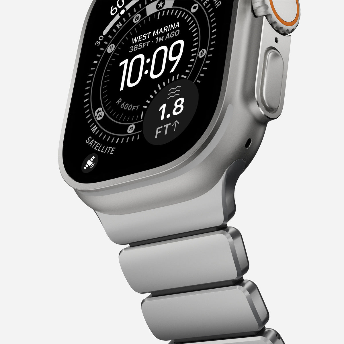 Nomad Stratos Titanium Apple Watch Ultra 1 - 3 / 42-49mm / Series 1-11 & SE - Natural Titanium / Black - Mac Addict