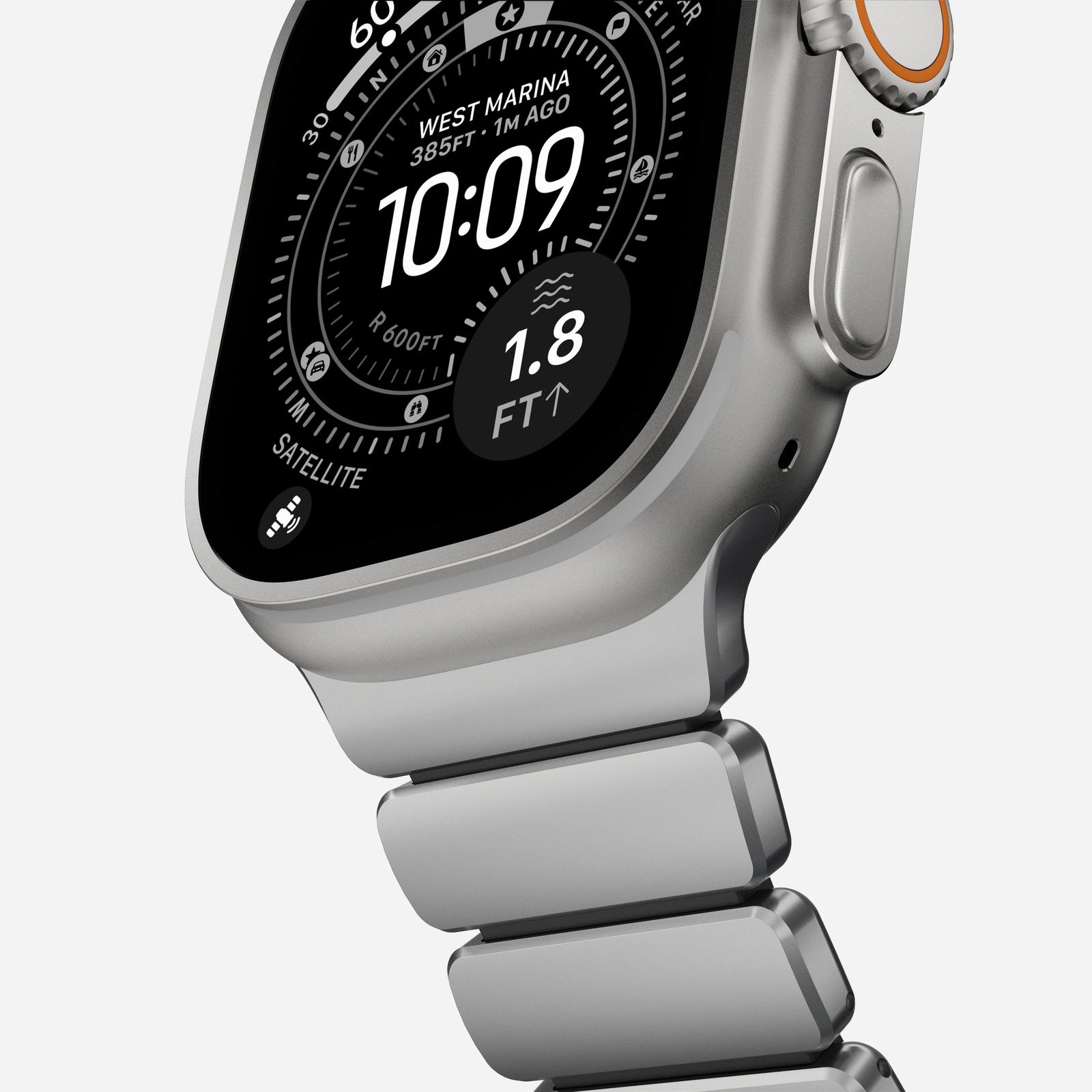 Nomad Stratos Titanium Apple Watch Ultra 1 - 3 / 42-49mm / Series 1-11 & SE - Natural Titanium / Black - Mac Addict