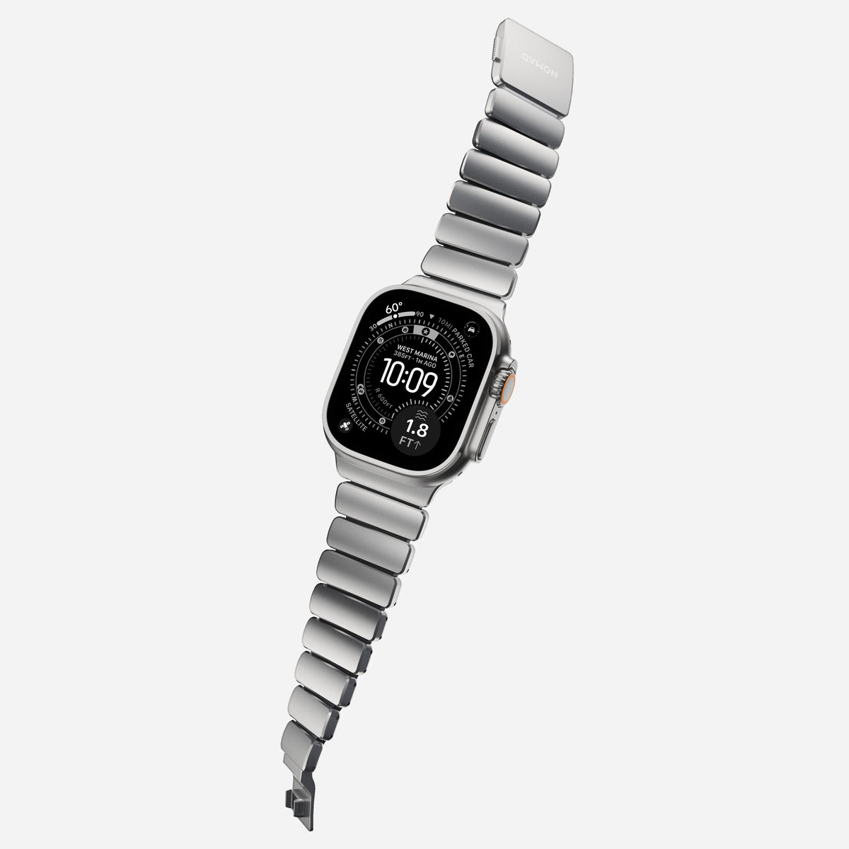 Nomad Stratos Titanium Apple Watch Ultra 1 - 3 / 42-49mm / Series 1-11 & SE - Natural Titanium / Black - Mac Addict