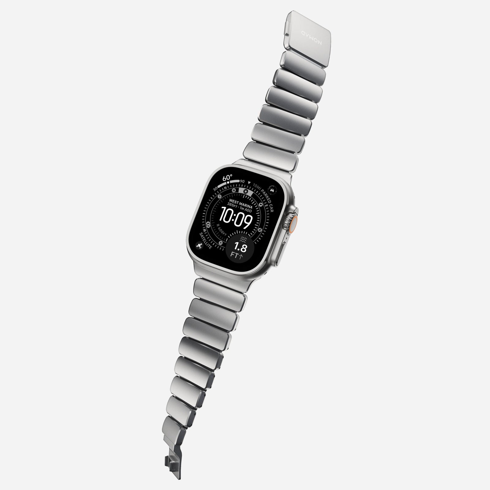 Nomad Stratos Titanium Apple Watch Ultra 1 - 3 / 42-49mm / Series 1-11 & SE - Natural Titanium / Black - Mac Addict
