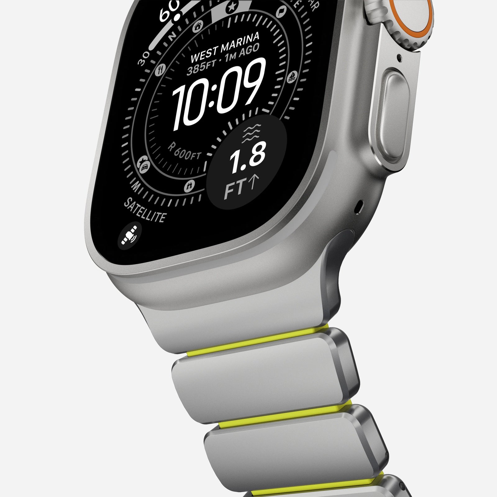 Nomad Stratos Titanium Apple Watch Ultra 1 - 3 / 42-49mm / Series 1-11 & SE - Natural / Volt - Mac Addict