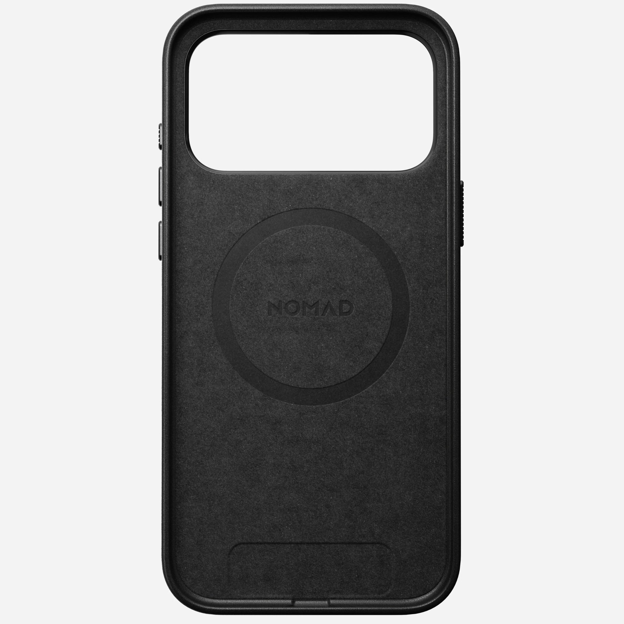 nomad leather case for iphone 17 pro black leather grain closeup