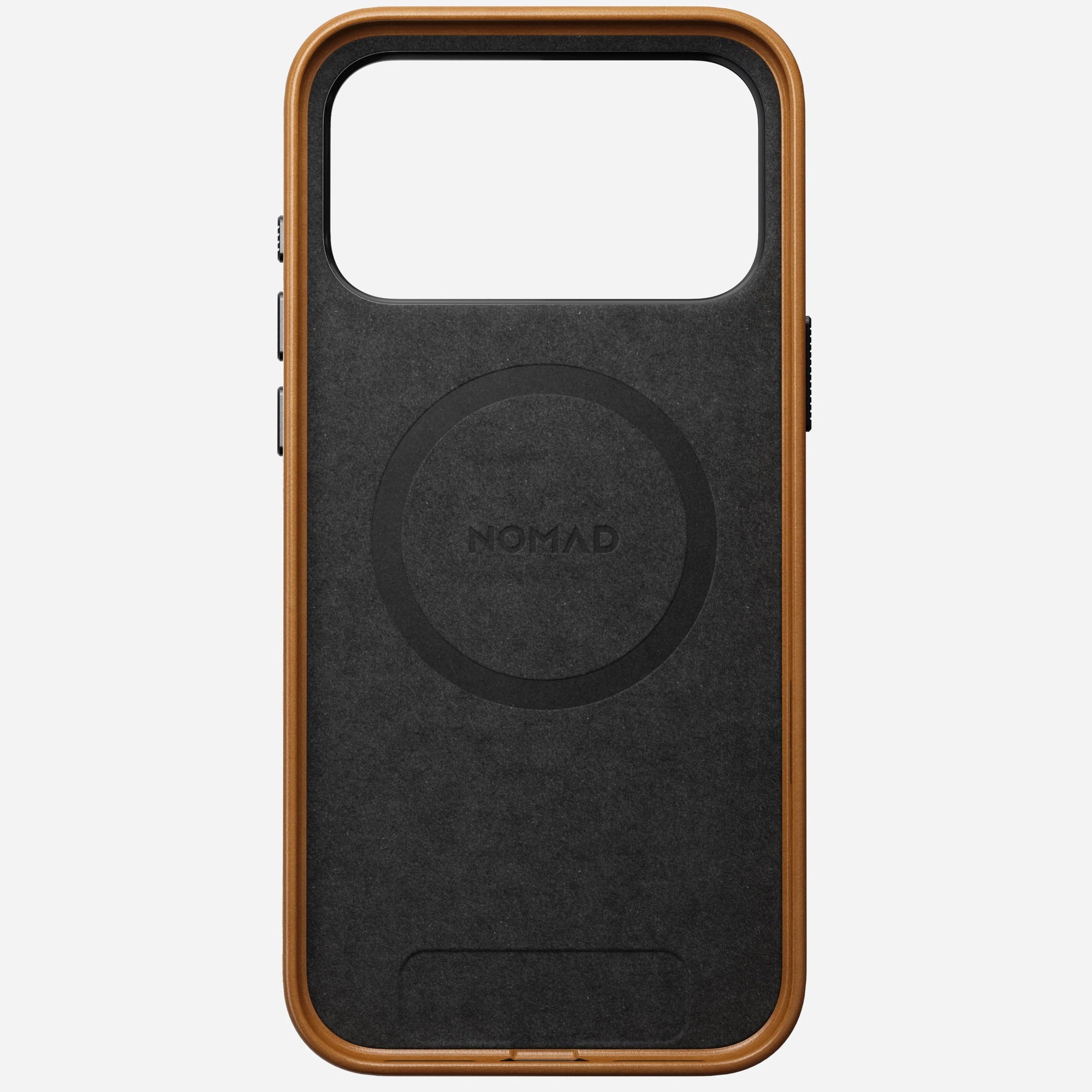 nomad leather case for iphone 17 pro english tan leather grain closeup