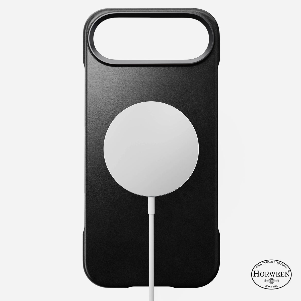 nomad horween case for iphone 17 air black leather grain closeup