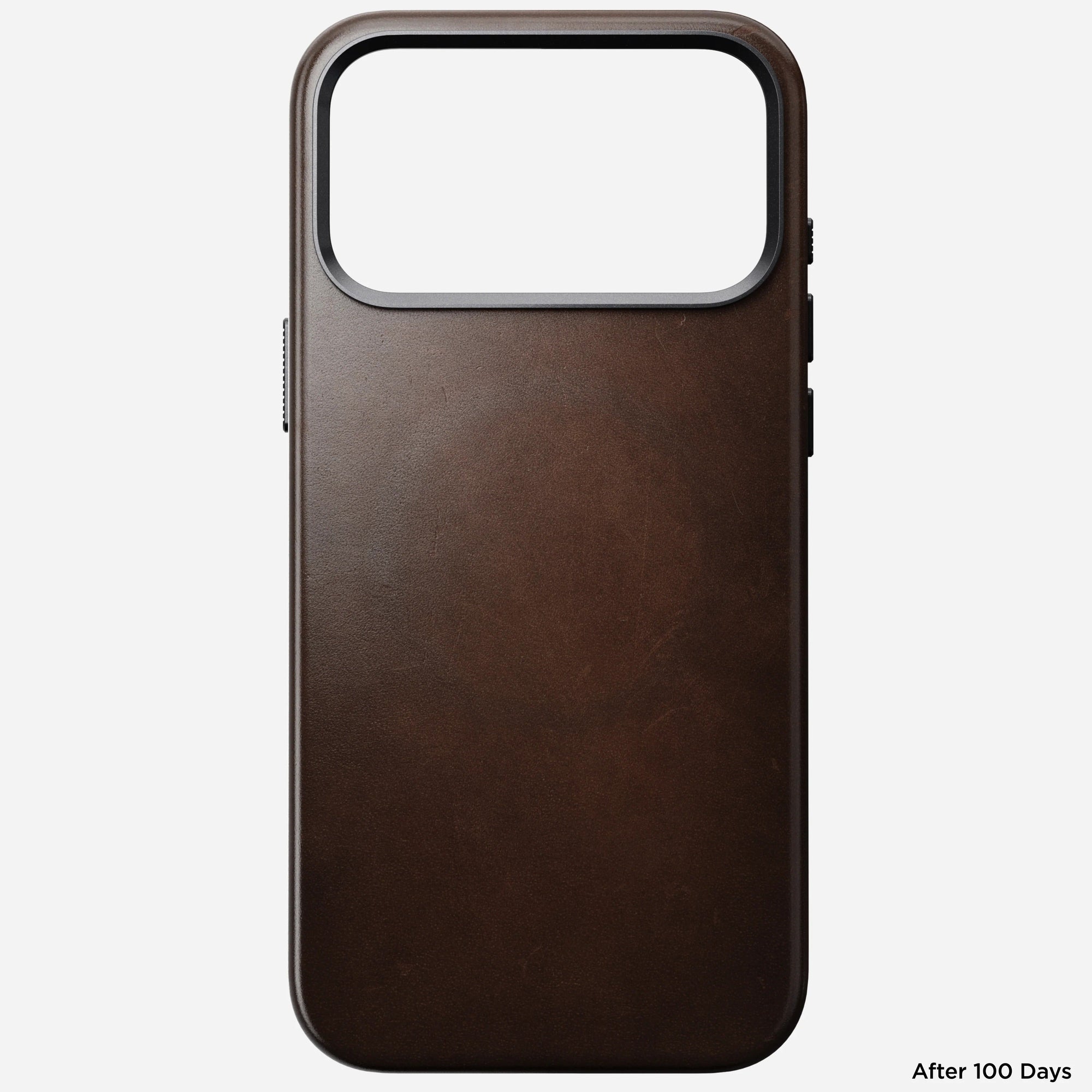 nomad horween case for iphone 17 pro rustic brown leather grain closeup