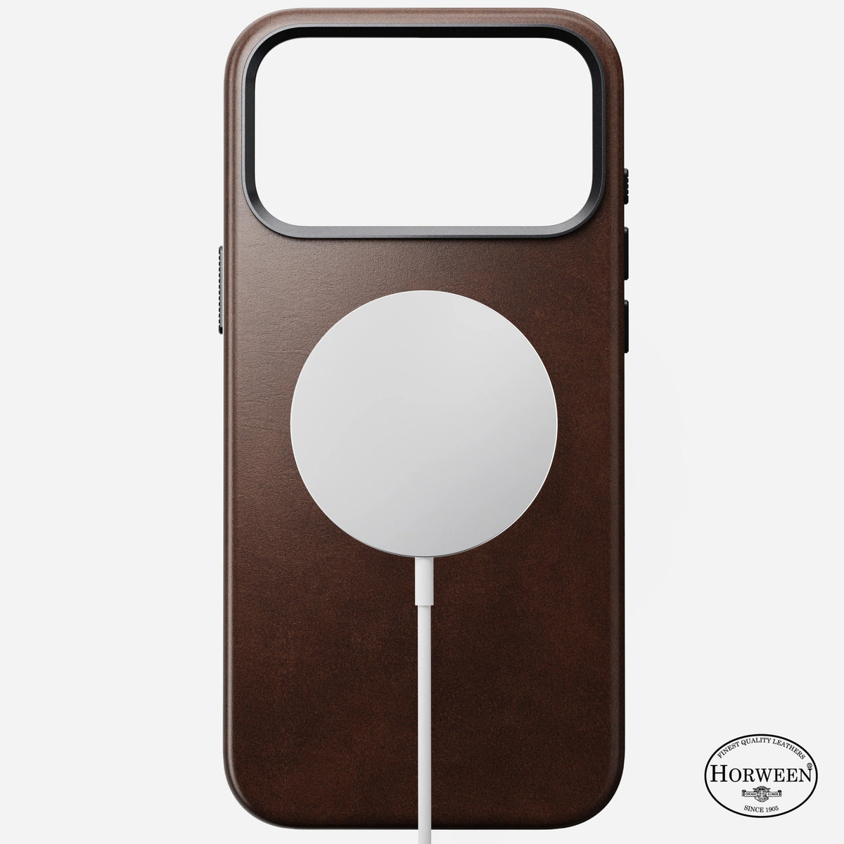 nomad horween case for iphone 17 pro rustic brown side profile