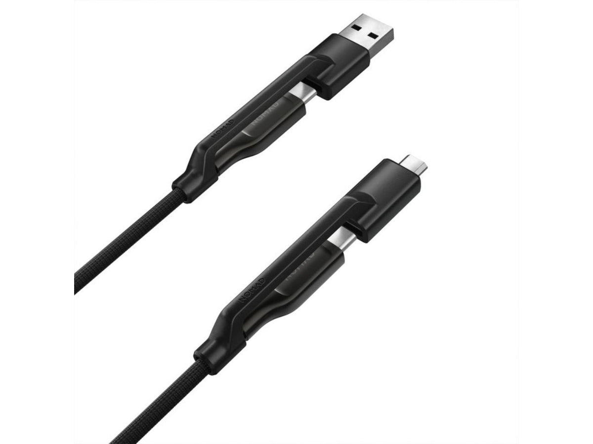 USB-C tip with integrated Micro USB and USB-A adapters