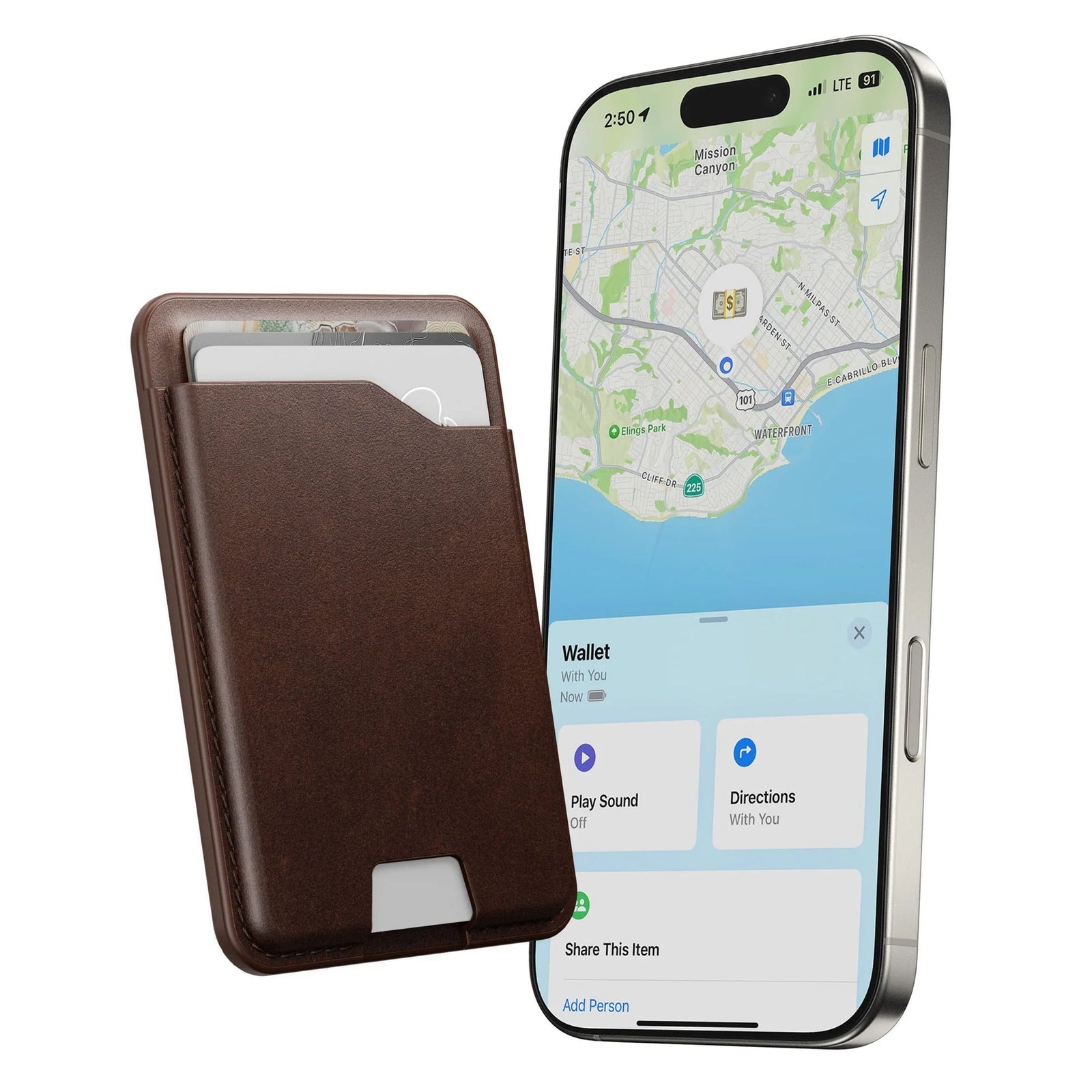 Nomad Leather Magsafe Wallet with Find My Tracking - Brown - Mac Addict