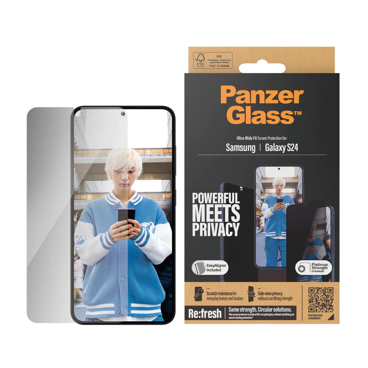 PanzerGlass Ultra Wide Privacy Screen Protector S24 Standard 6.2 inch - Tinted - Mac Addict