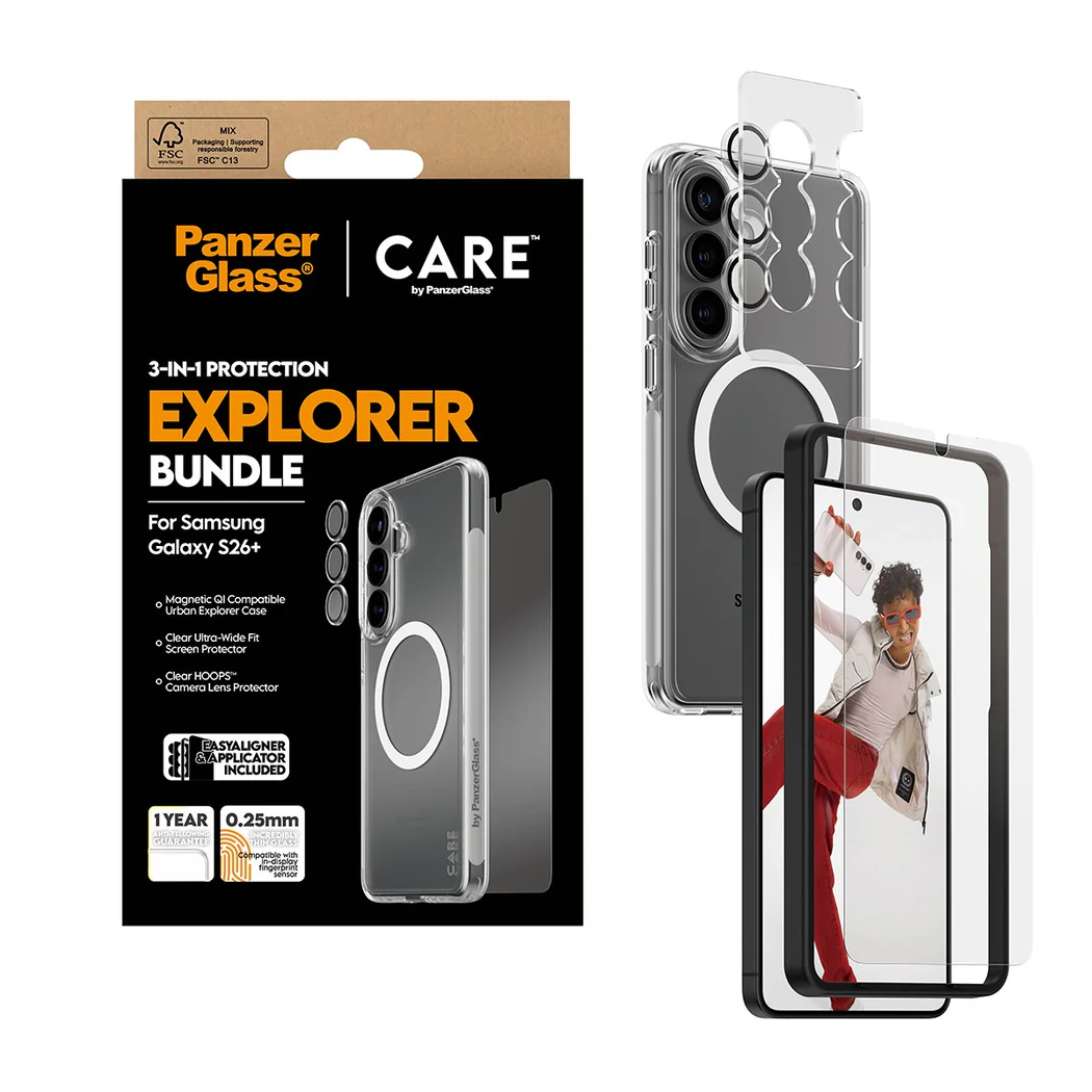 PanzerGlass CARE 3 in 1 Bundle for Samsung Galaxy S26 Plus - Clear