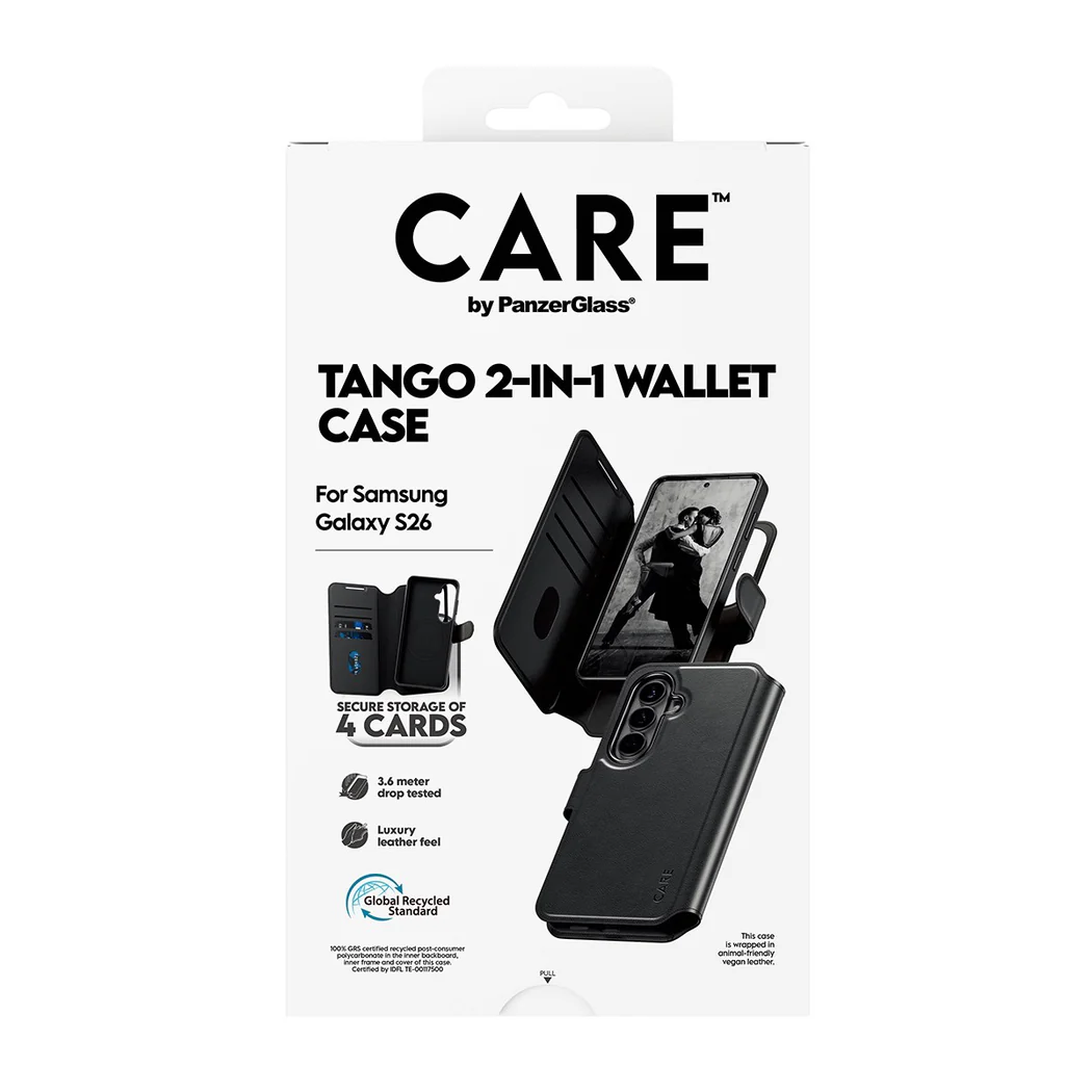 PanzerGlass Care Tango 2 in 1 Wallet Magnets Case for Samsung Galaxy S26 Standard Black