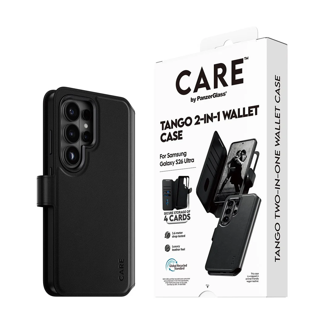 PanzerGlass Care Tango 2 in 1 Wallet Magnets Case for Samsung Galaxy S26 Ultra - Black