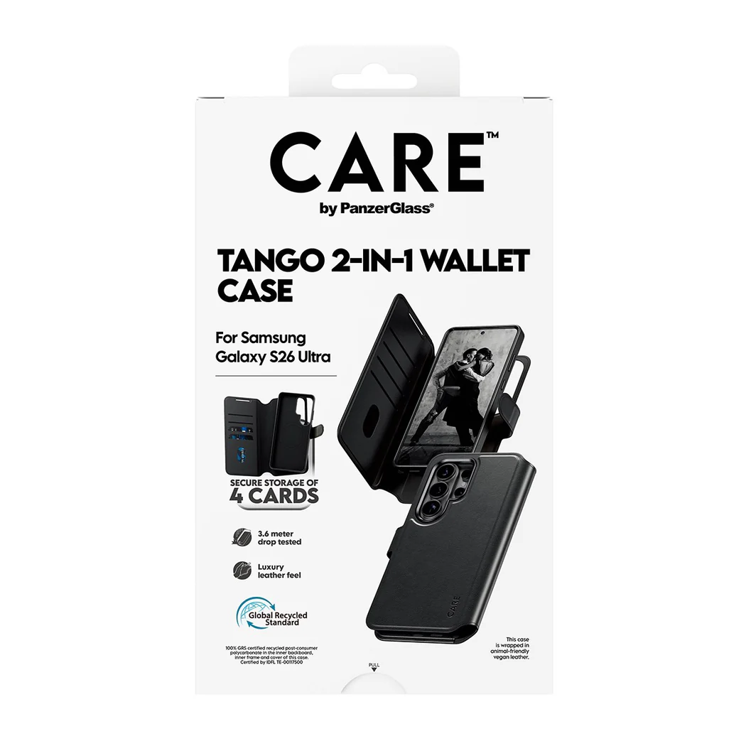 PanzerGlass Care Tango 2 in 1 Wallet Magnets Case for Samsung Galaxy S26 Ultra - Black