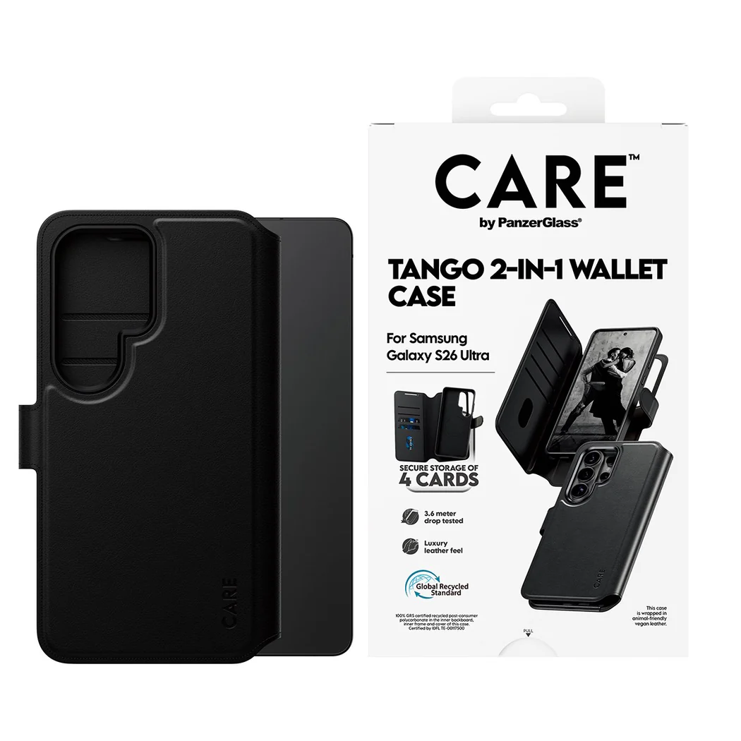 PanzerGlass Care Tango 2 in 1 Wallet Magnets Case for Samsung Galaxy S26 Ultra - Black