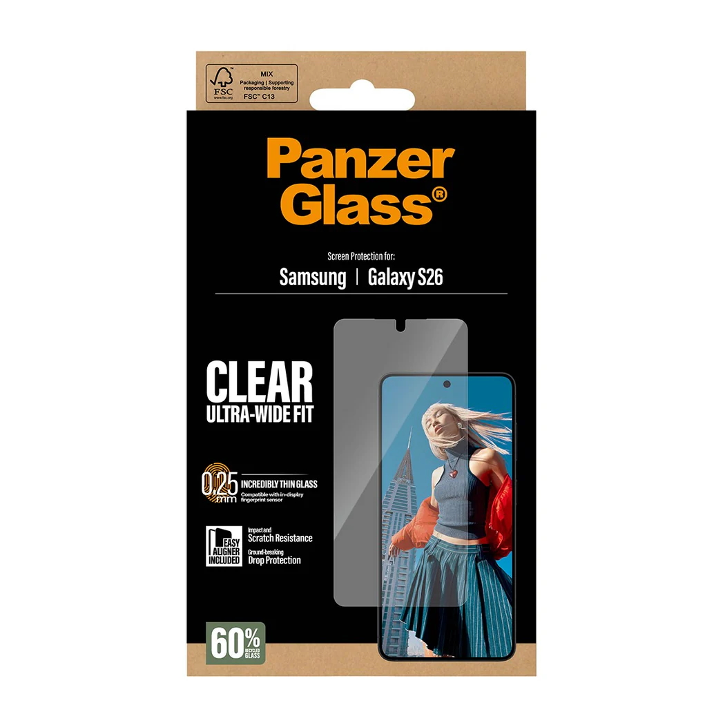PanzerGlass Screen Protector Ultra Wide Fit Samsung Galaxy S26 Standard