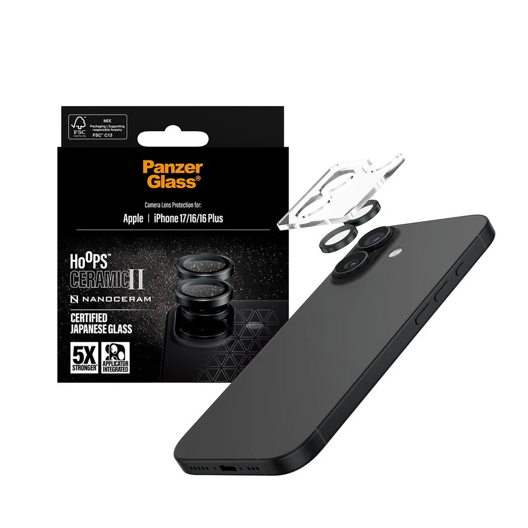 PanzerGlass Hoops® Lens Protector – iPhone 17 Standard / 16 / 16 Plus – Ceramic