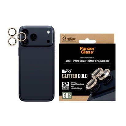 PanzerGlass Hoops® Lens Protector – iPhone 17 Pro / 17 Pro Max / 16 Pro / 16 Pro Max – Glitter Gold